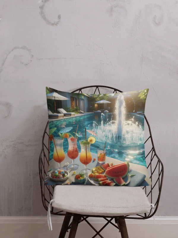 Tropical Oasis Premium Pillow | AI Design swimming pool product image (1)