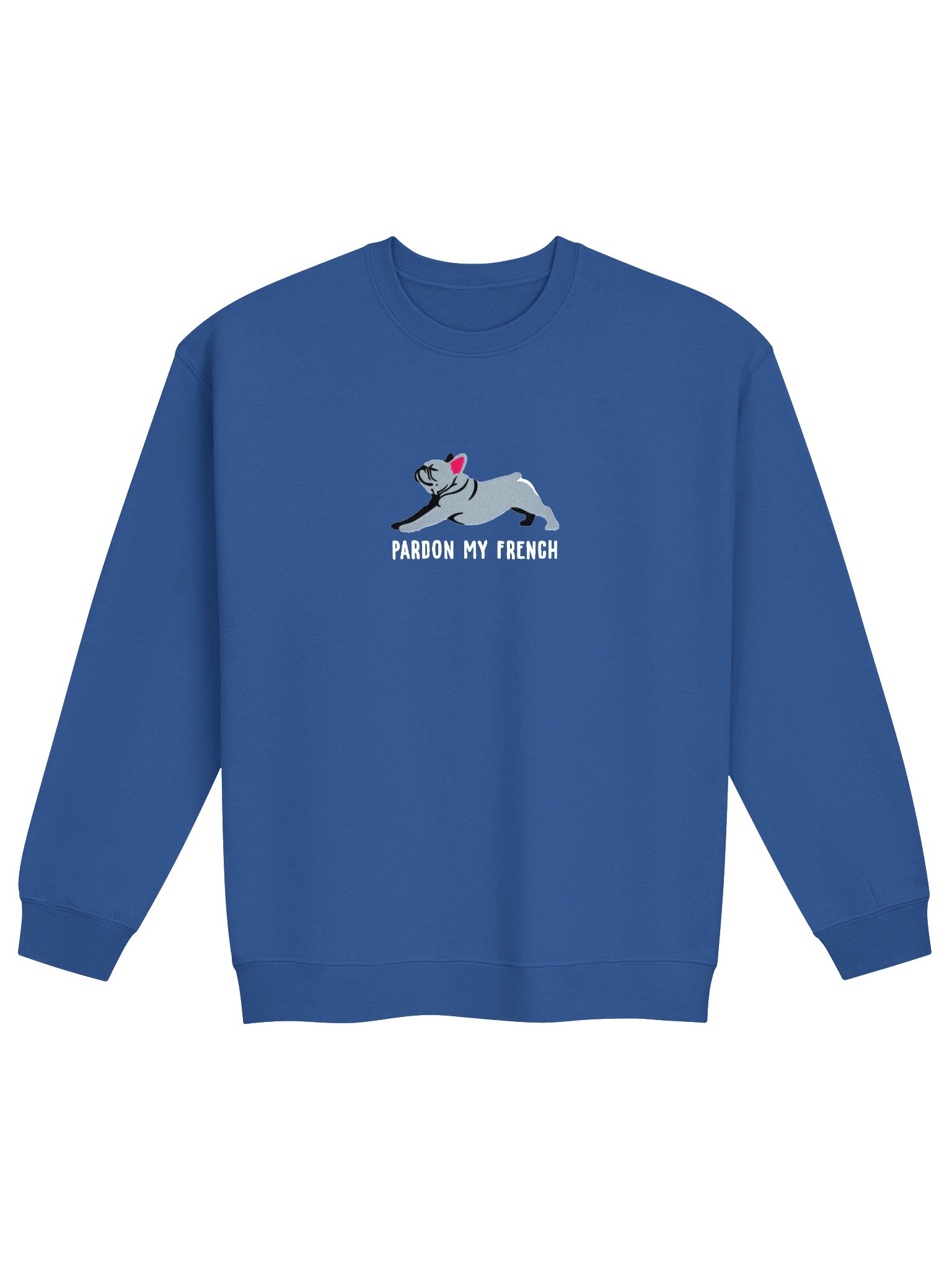 Pardon My French Sweatshirt (Embroidered) of a French Bulldog(Blue) product image (4)