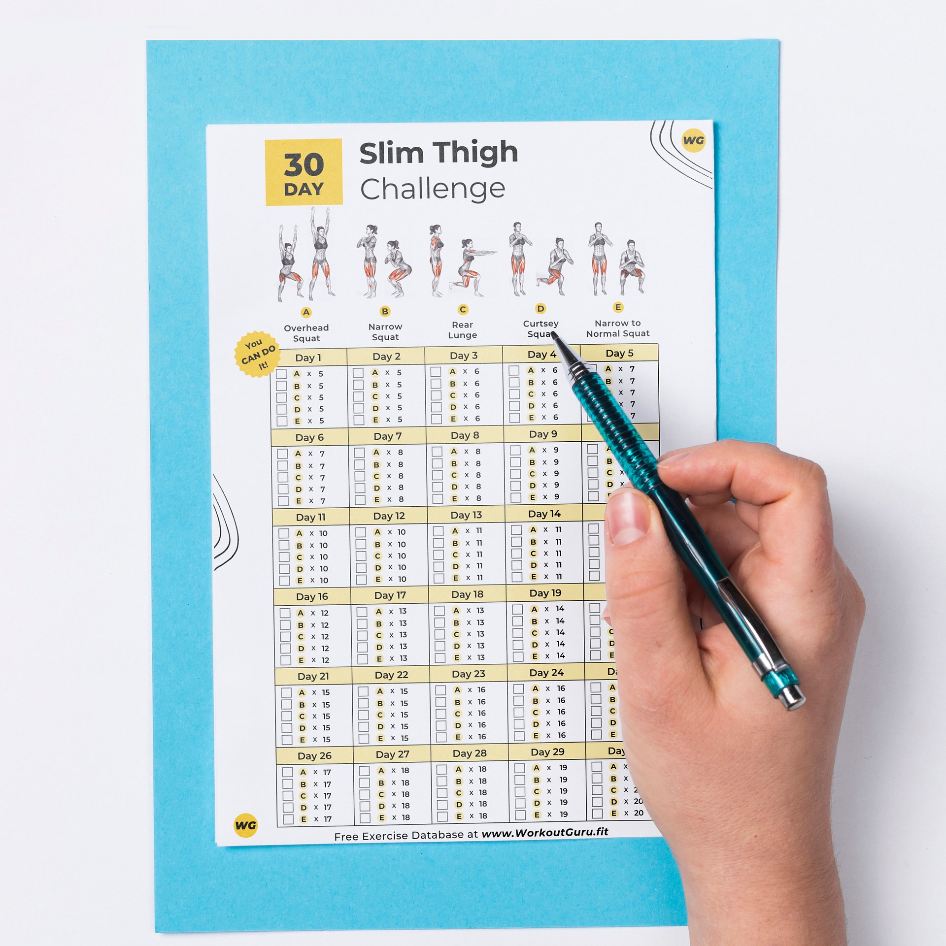 30 Day Slim Thigh Challenge - Printable Workout Tracker product image (5)