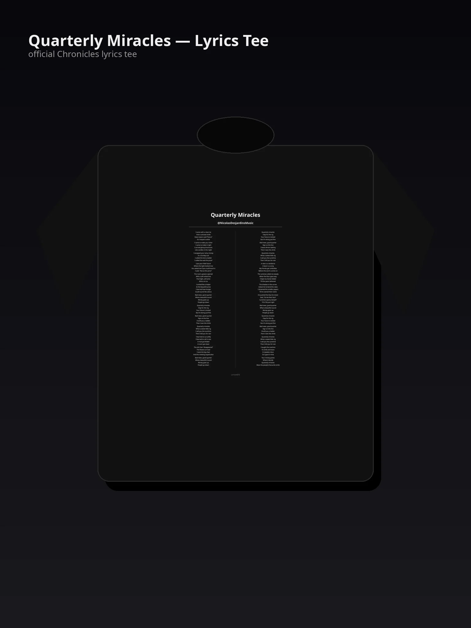 Quarterly Miracles — Lyrics Tee - D4Pkzg