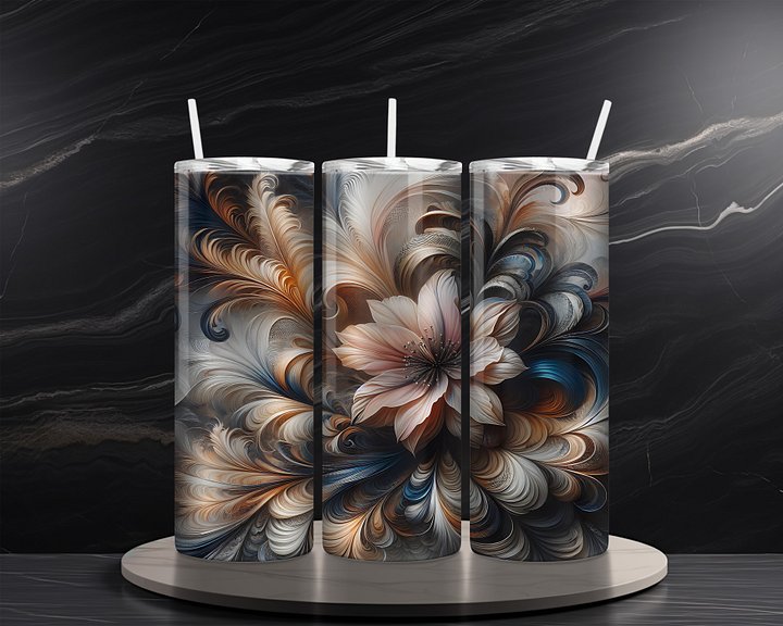 Neutral Floral 20 oz Skinny Tumbler Sublimation Design Digital Download PNG Instant DIGITAL ONLY Abstract Flower 2 Tumbler Wrap product image (2)