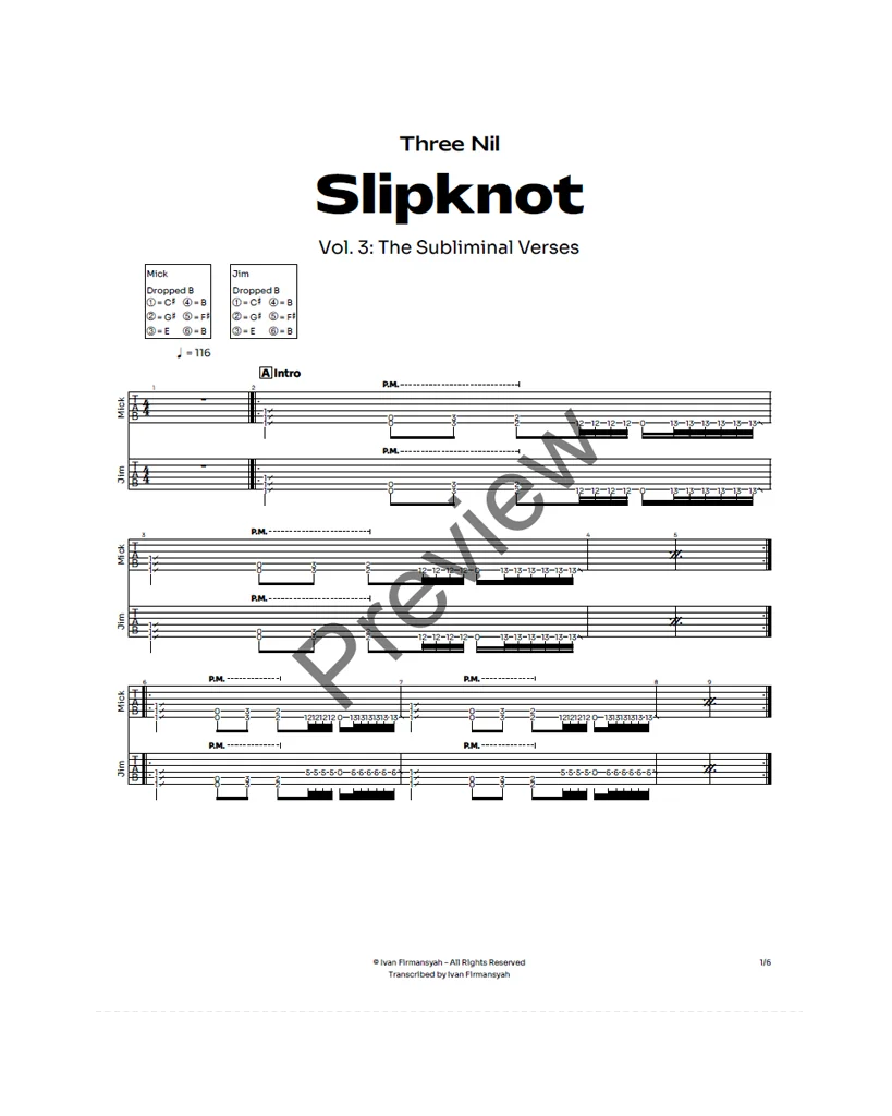 Slipknot - Three Nil Complete Guitar Tab product image (2)