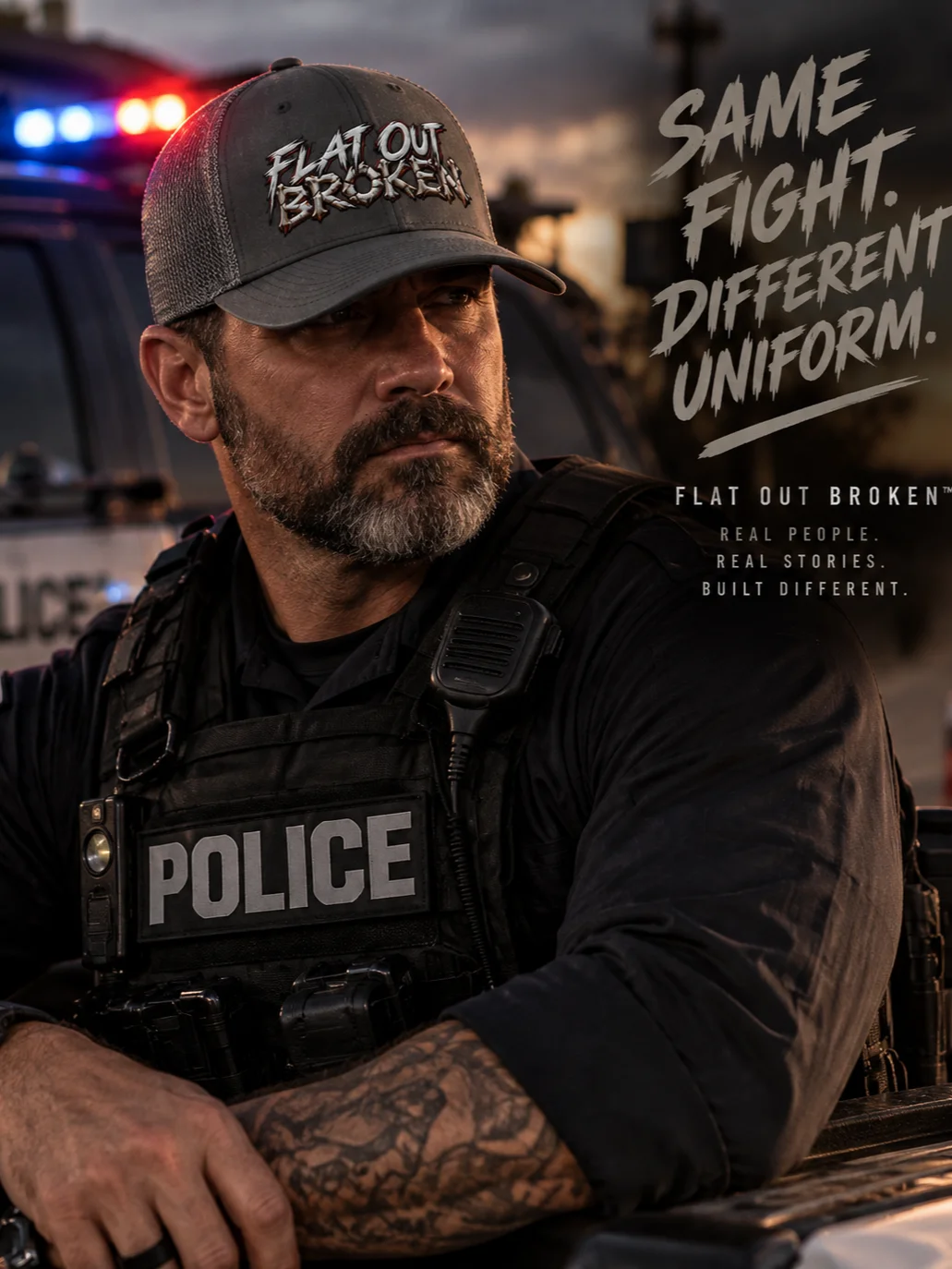 Police Hat — Flat Out Broken™ Flexfit Tactical Cap product image (1)