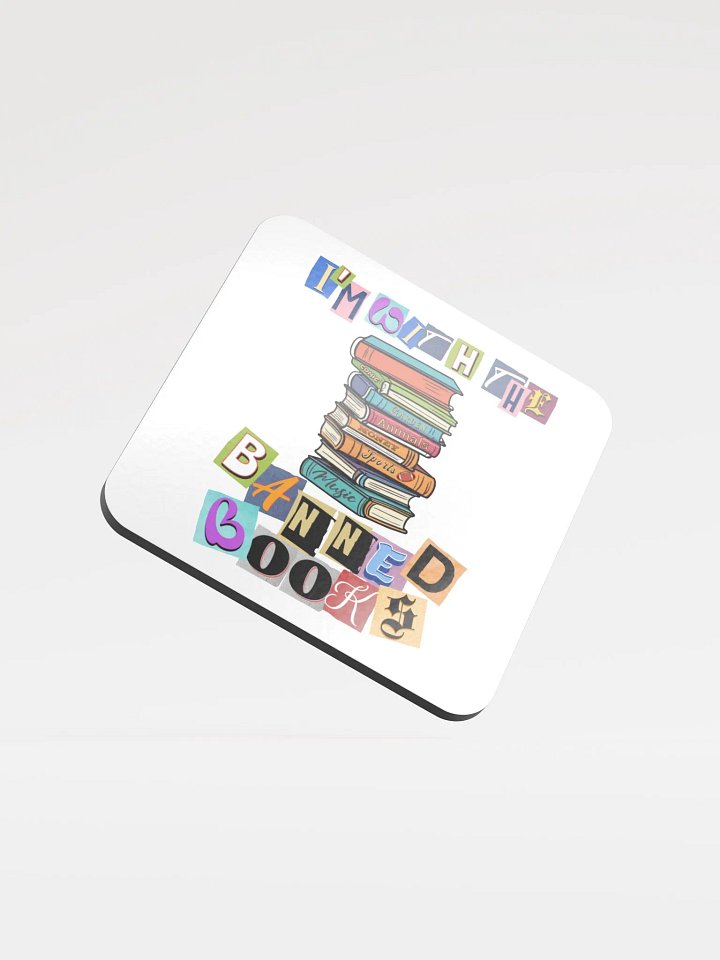 Im With The Banned Books Stack Cork Coaster product image (2)