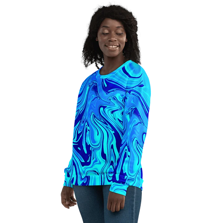 Sweatshirt - Light and Dark Blue Digital Fluid Art product image (2)