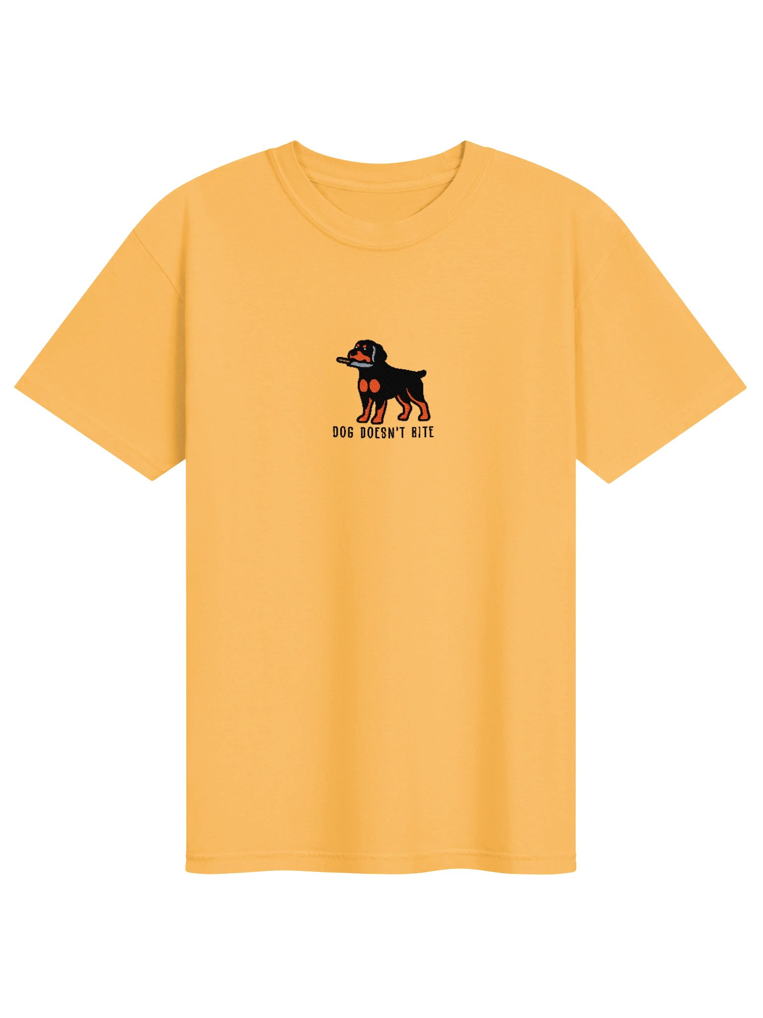 Dog Doesn't Bite Funny Chibi-Style Embroidered T-Shirt for Rottweiler(Docked Tail) Owners product image (73)