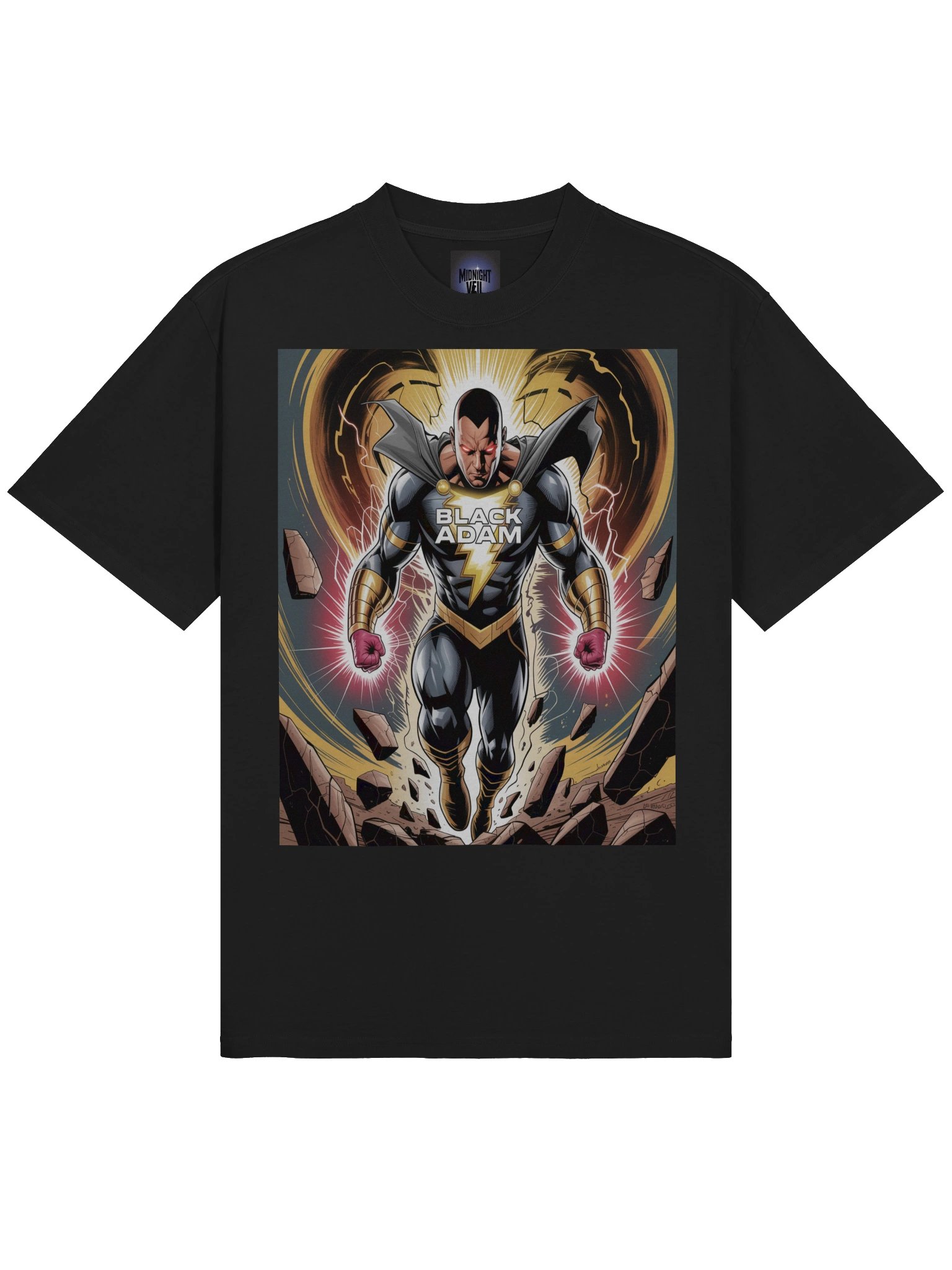 Black Adam Kahndaq Fury Oversized Faded T-Shirt – Shazam Lightning Eclipse product image (5)