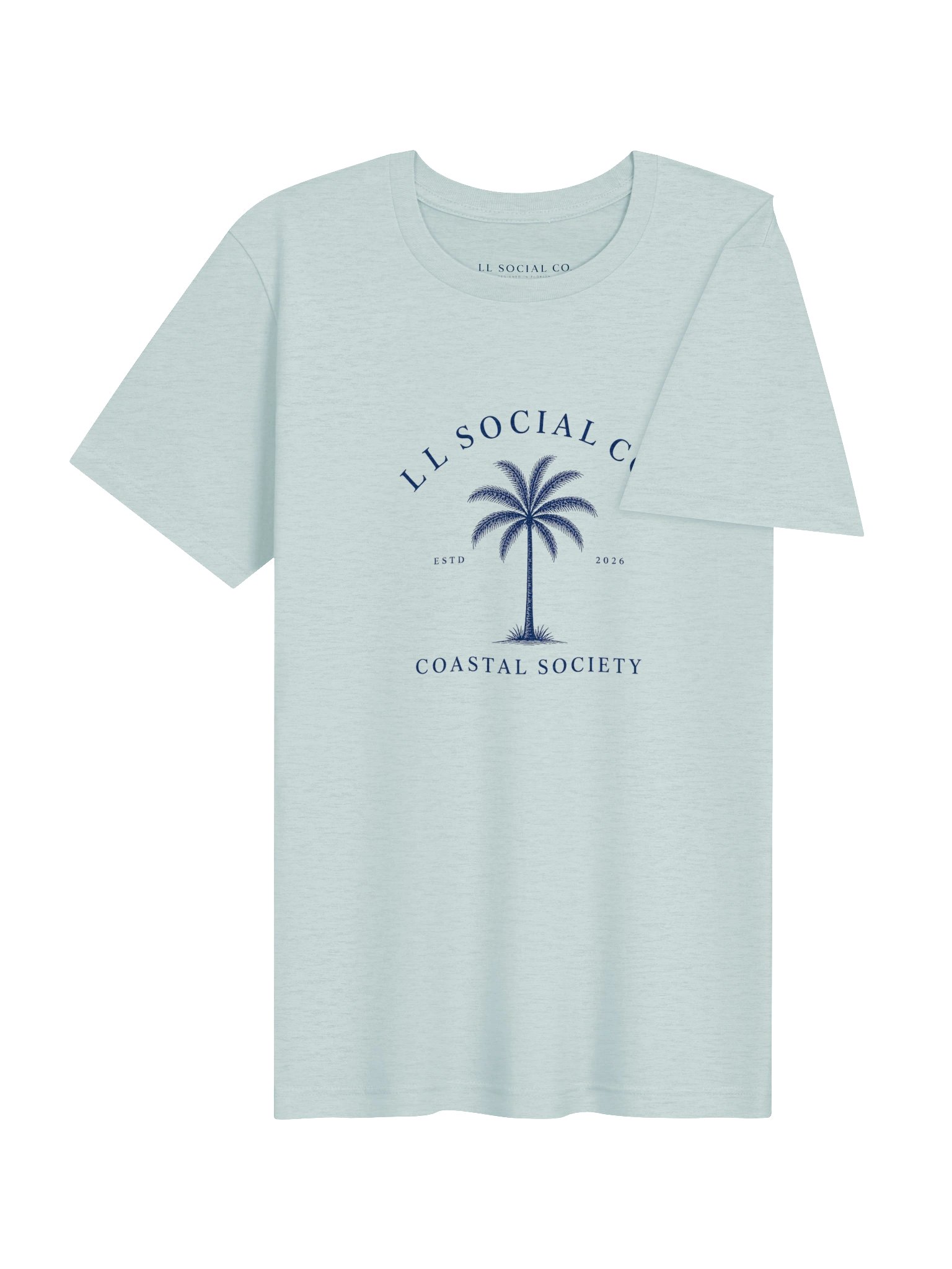 LL Social Co. Coastal Society Essential Tee — Palm | Navy (Front) product image (44)
