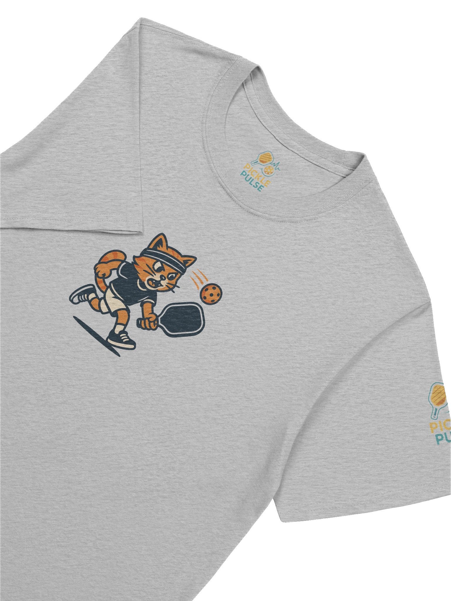 Pickleball Power Cat T-Shirt – Funny Unisex Tee with Fierce Orange Tabby Pickleball Smash Chest Print product image (7)