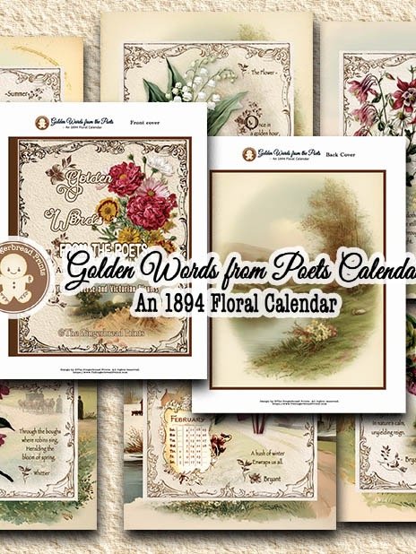Golden Words from Poets 1894 Floral Calendar Kit Digital Download product image (1)
