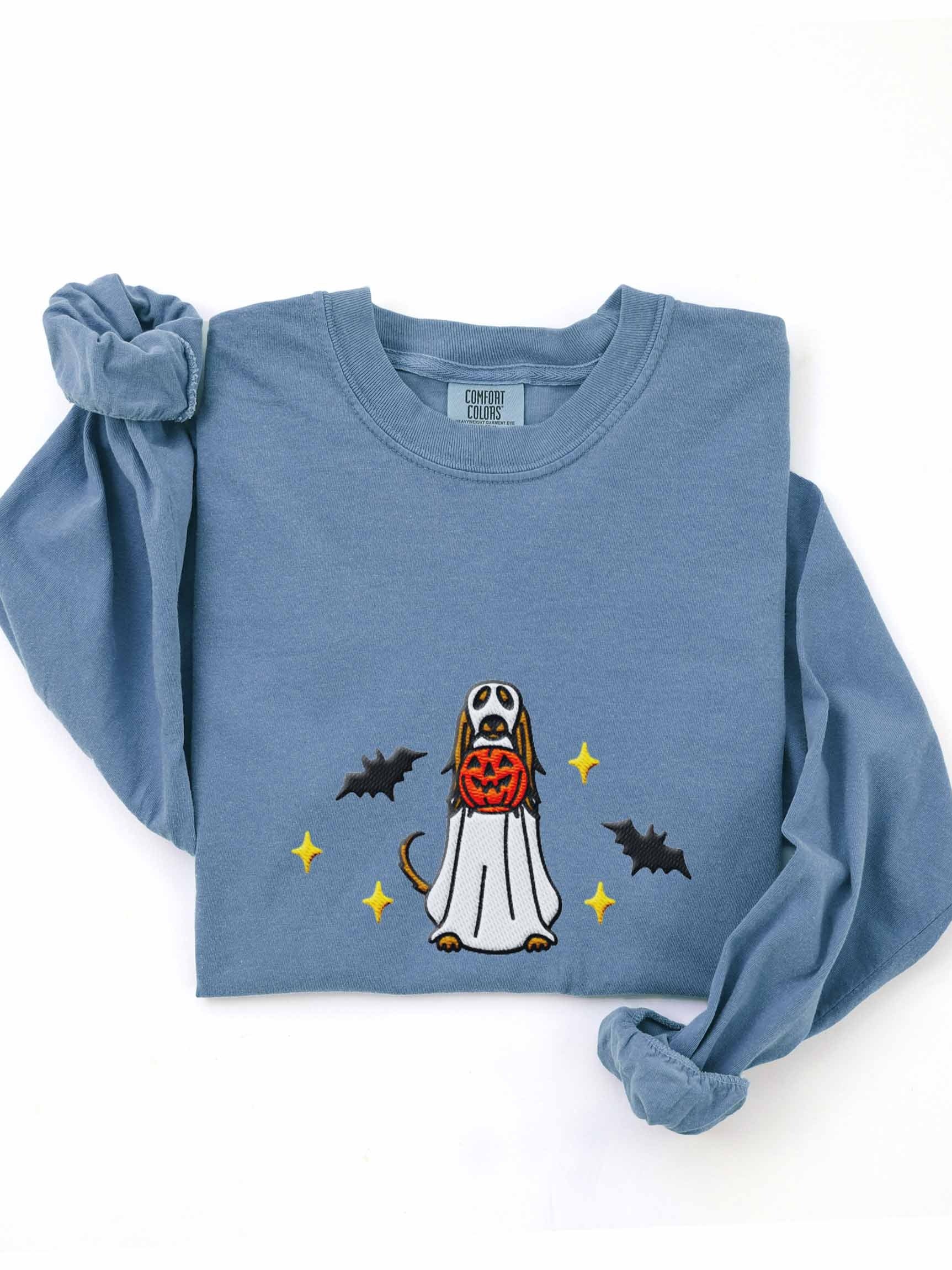 Halloween Saluki(Tan) Embroidered Long-Sleeve T-Shirt product image (1)