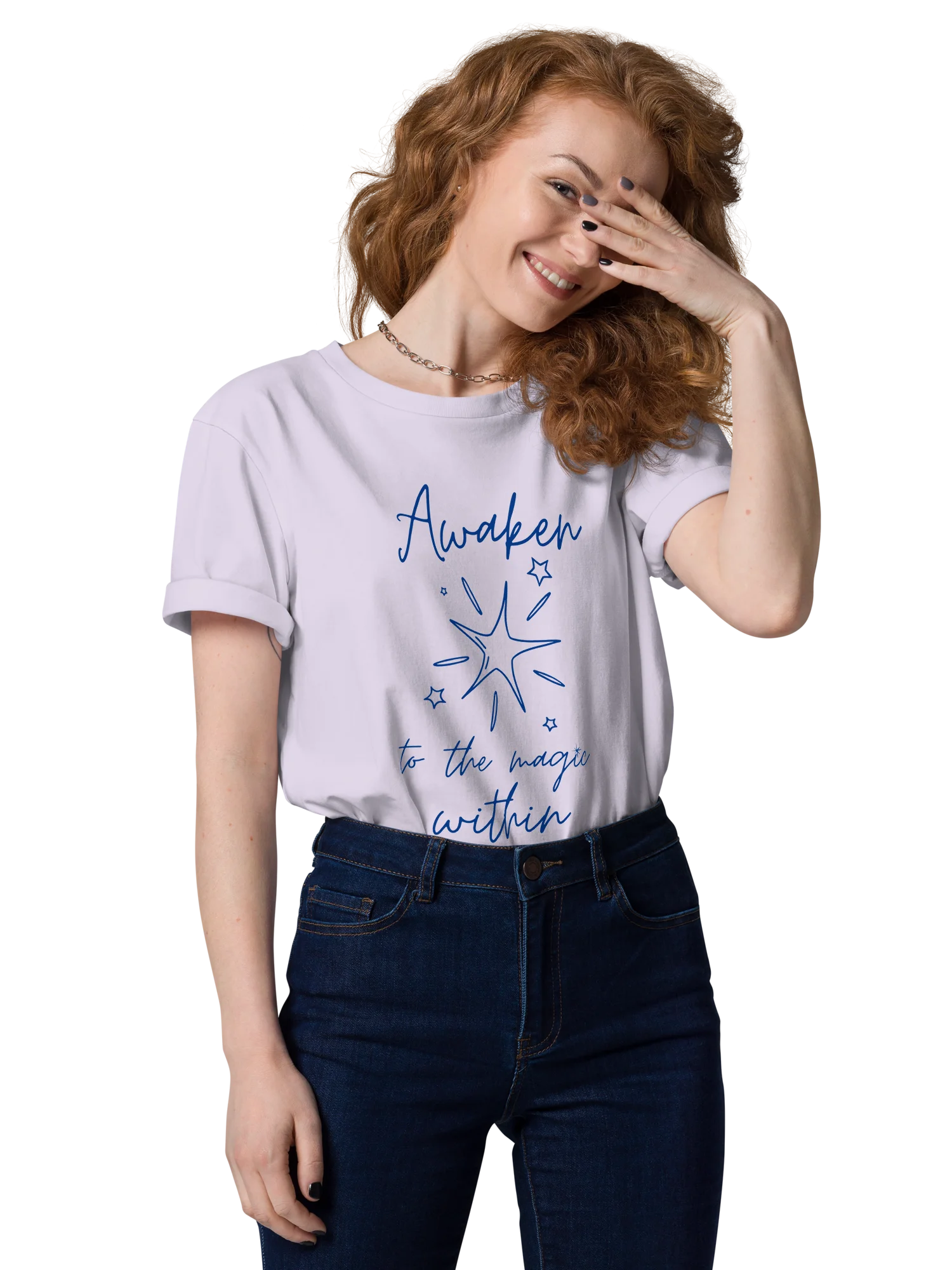 Awaken to the Magic Within: Organic Tee navy lettering product image (5)