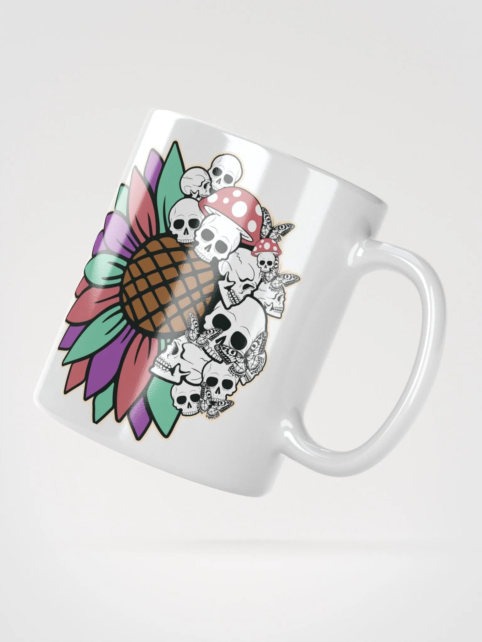 Rainbow Sunflower Skulls Mug product image (3)