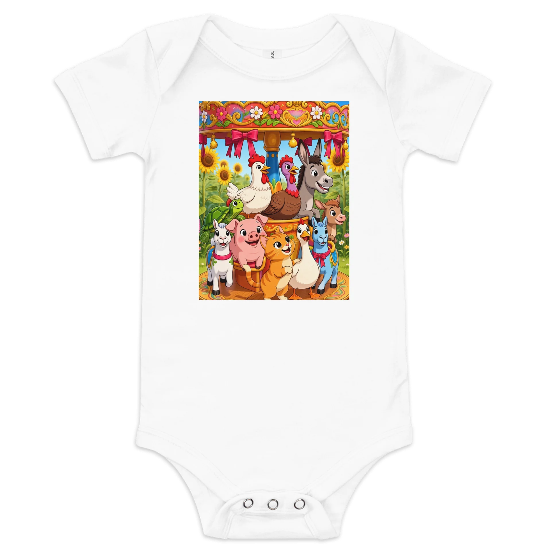 Farm Animal Carousel Baby Onesie product image (1)
