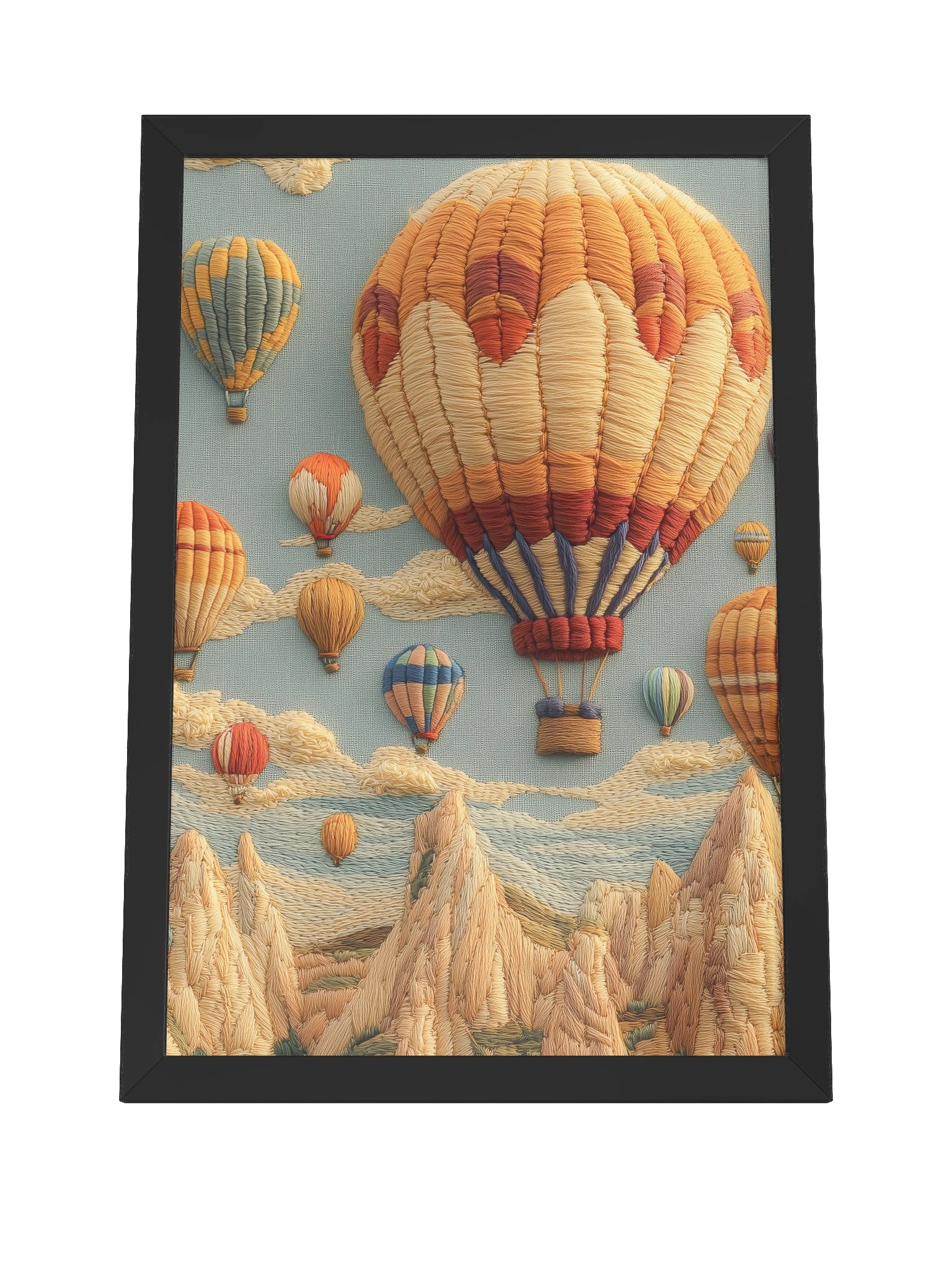 Up in the Sky in Cappadocia | Embroidery-Style Wall Art — Framed Print product image (12)