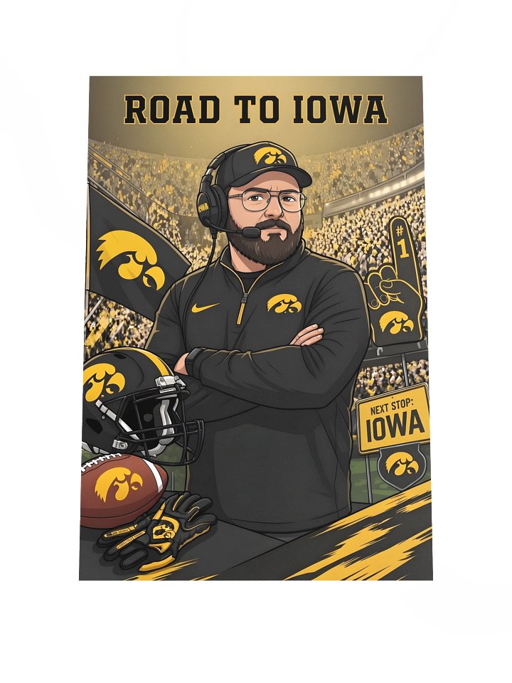 Road to Iowa coach cartoon poster product image (3)