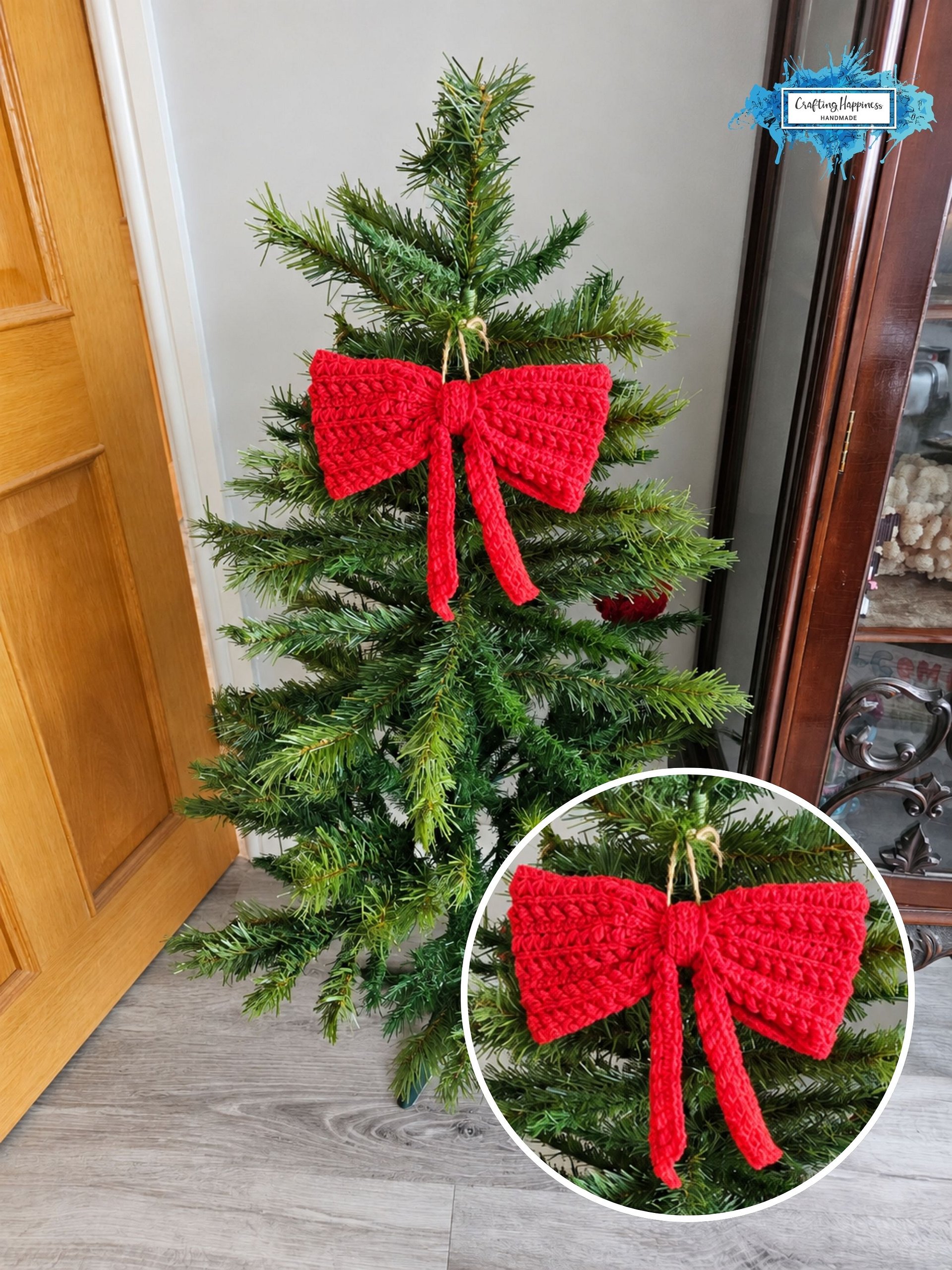 CROCHET PATTERNS + VIDEO | Xmas Bow Pattern pdf | Tree Wreath Gift Decor | Moon Fern Christmas Collection | Holiday Decor product image (3)