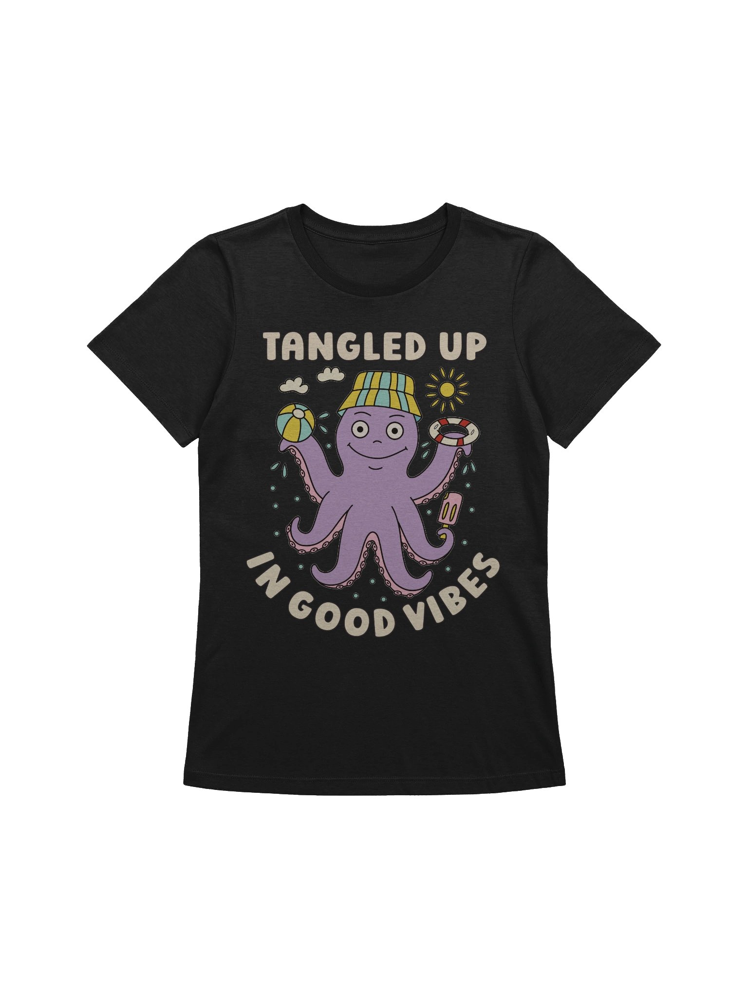 Tangled Up In Good Vibes Cute Silly Funny Octopus Women's Relaxed-fit T-shirt product image (1)