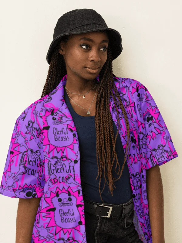 Gleeful Beasts Hawaiian Shirt - Purple, Pink & Black product image (2)