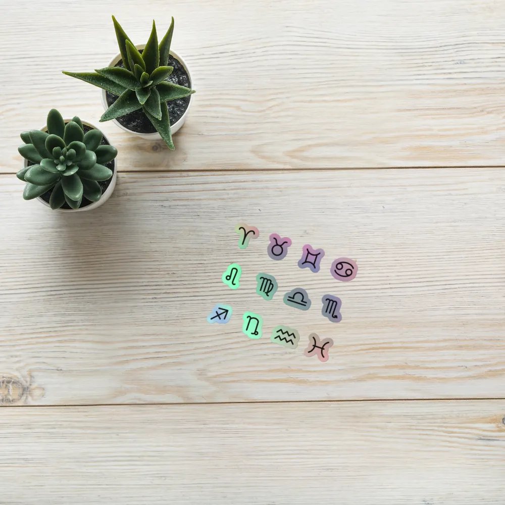 Zodiac Symbols (bubble style) - Holographic Sticker Set product image (7)