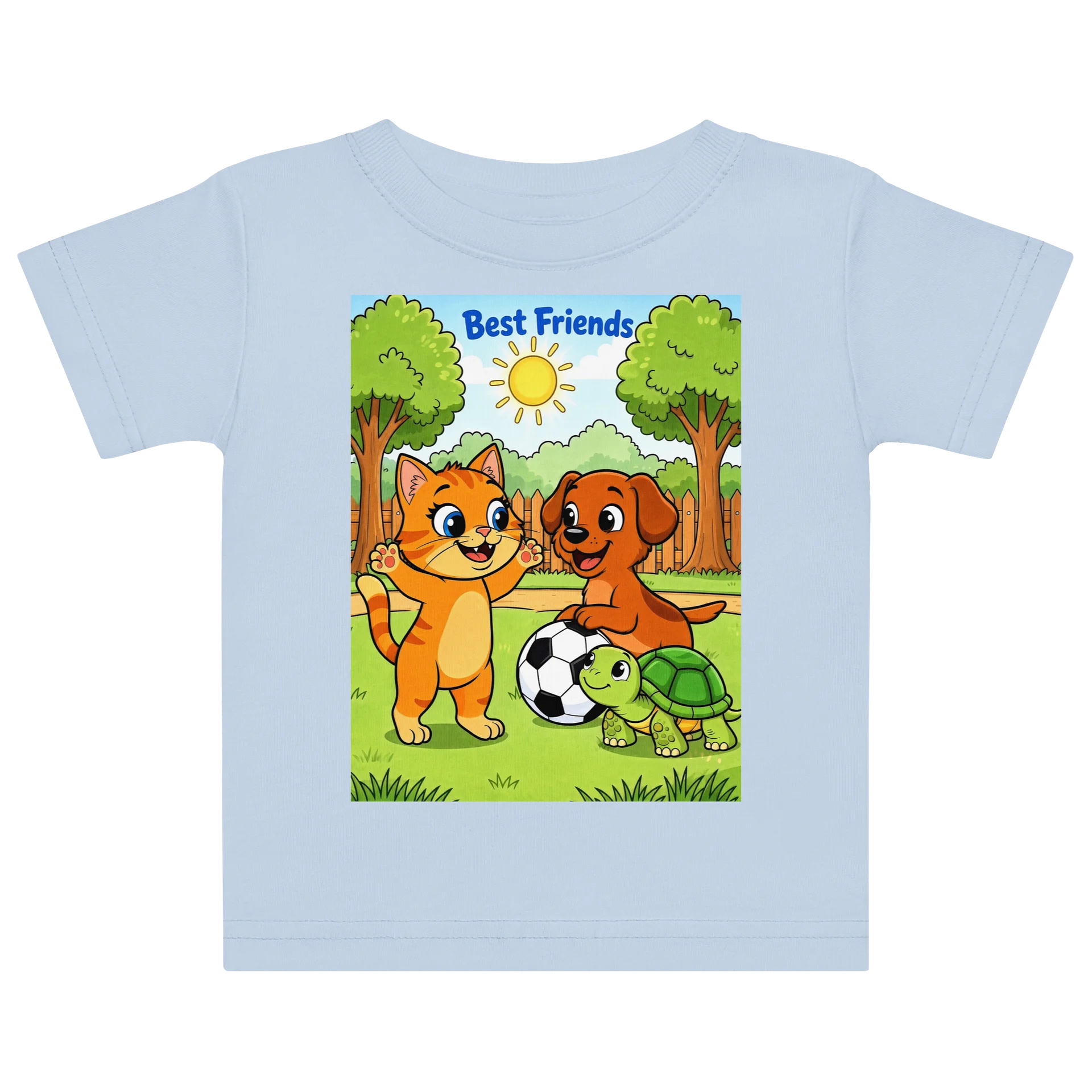Best Friends Kitten & Puppy Cartoon Baby Tee product image (1)