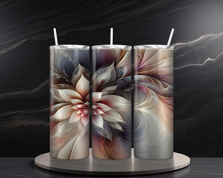 Neutral Floral 20 oz Skinny Tumbler Sublimation Design Digital Download PNG Instant DIGITAL ONLY Abstract Flower Tumbler Wrap product image (2)