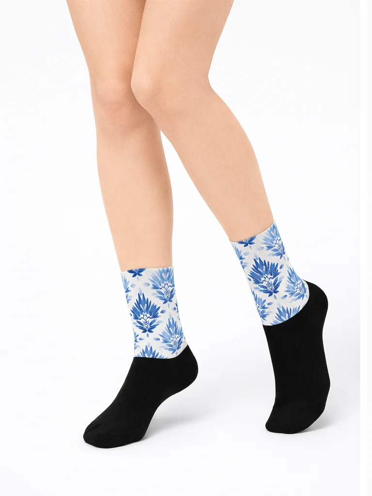 Blue Botanical Bliss Sublimated Socks product image (2)