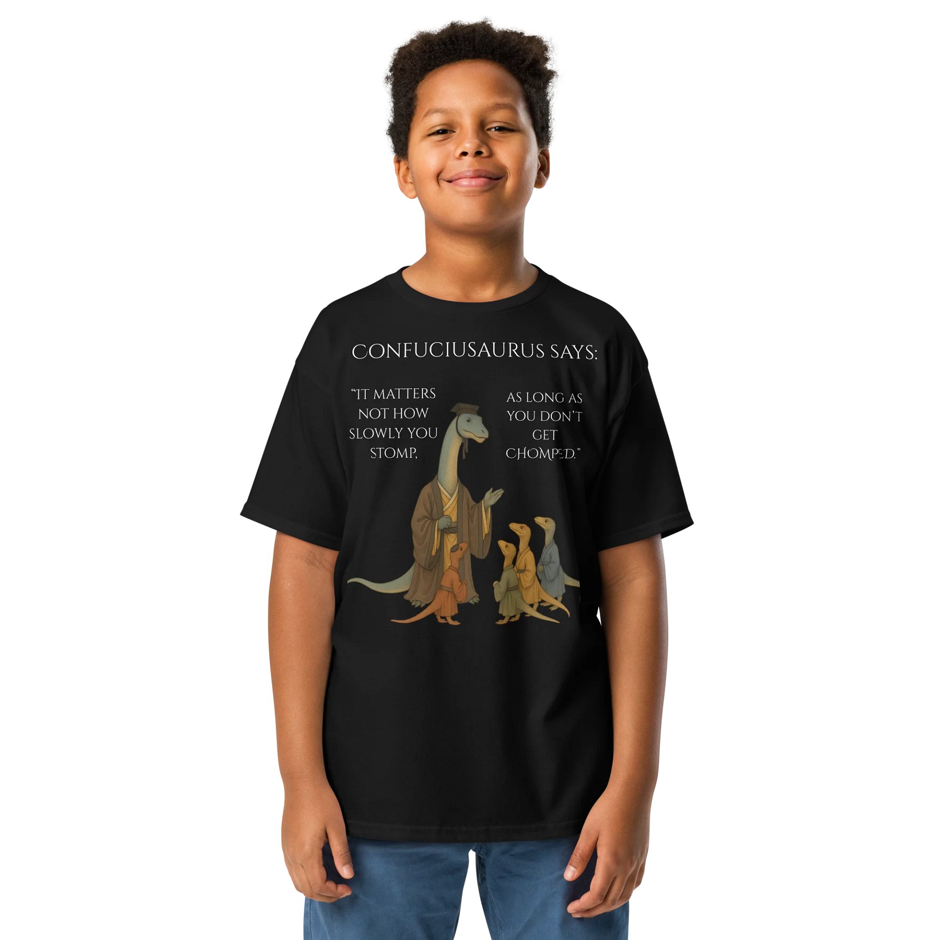 Confuciusaurus - Don't Get Chomped Funny Philosphical Dinosaur Shirt product image (1)