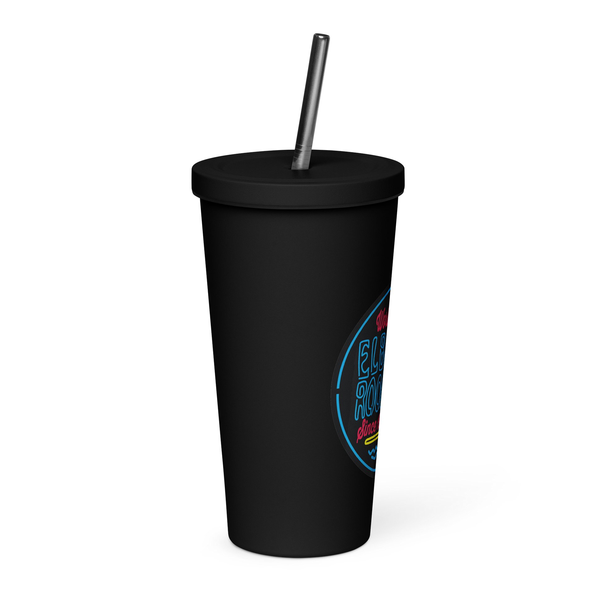 Elbo Room World Famous Neon Flamingo Matte Straw Tumbler | 20oz Black product image (4)