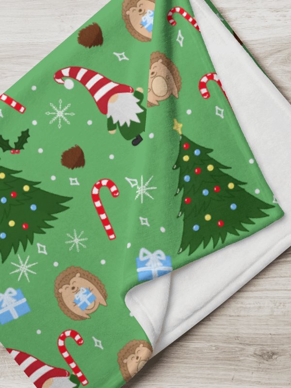 Christmas with my Gnomies in Green Throw Blanket product image (1)