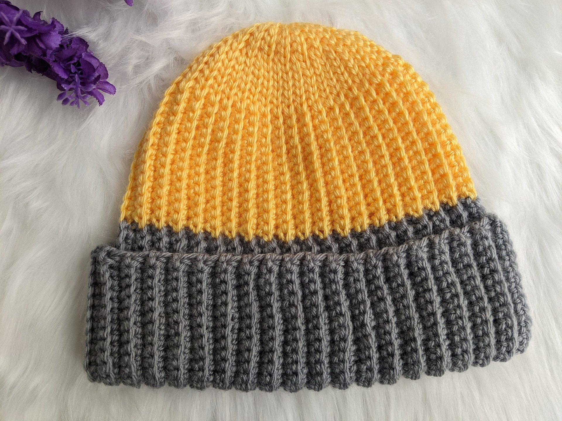 Two-Color Crochet Men’s Hat Pattern with Double Brim product image (7)