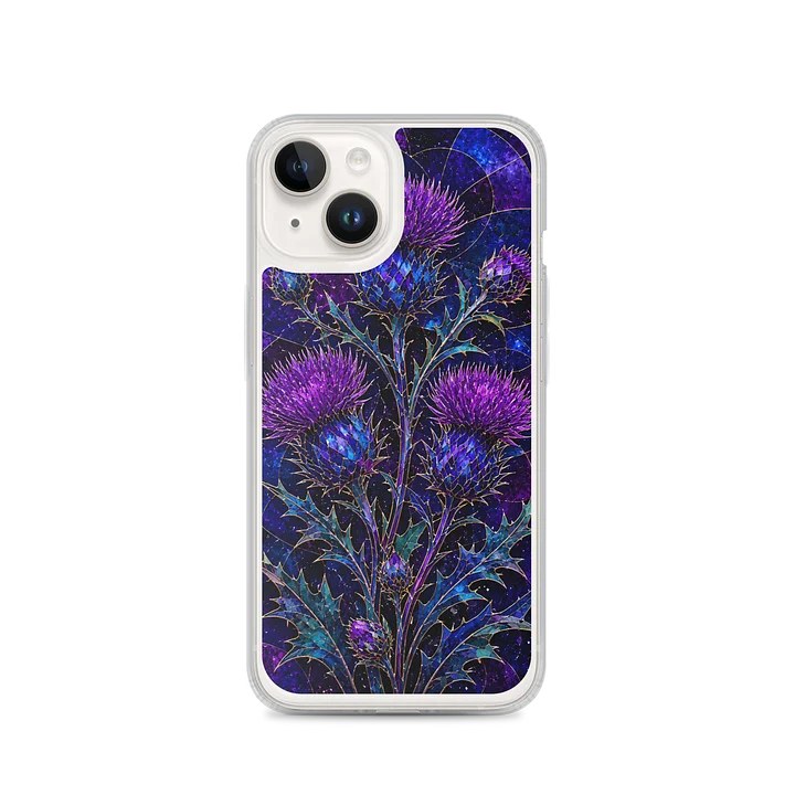 Cosmic Purple And Electric Blue Thistle Flowers Mosaic Premium Soft Silicone iPhone Case - MagSafe Compatible product image (4)