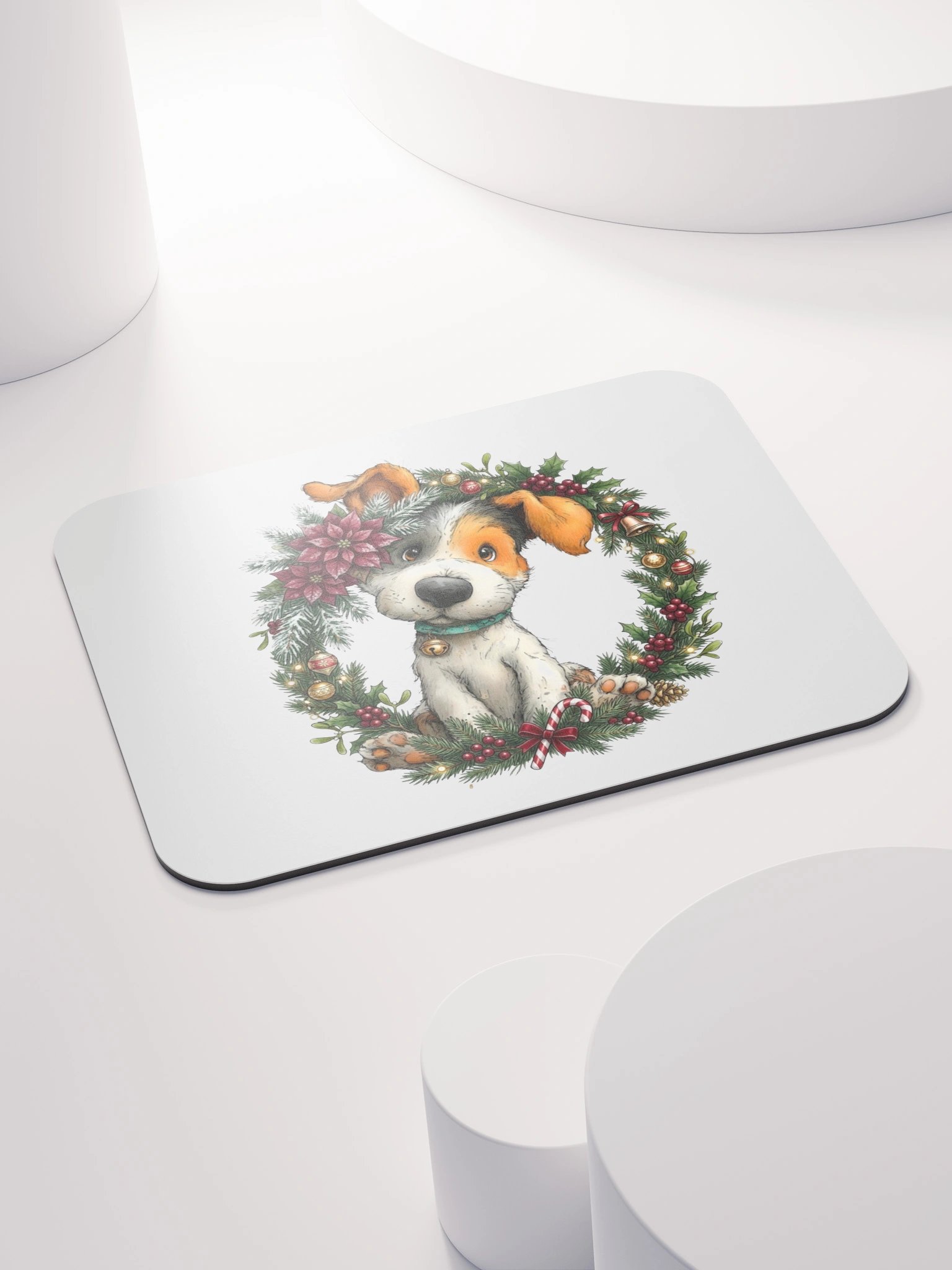 Christmas Dog Wreath Mouse Pad product image (4)
