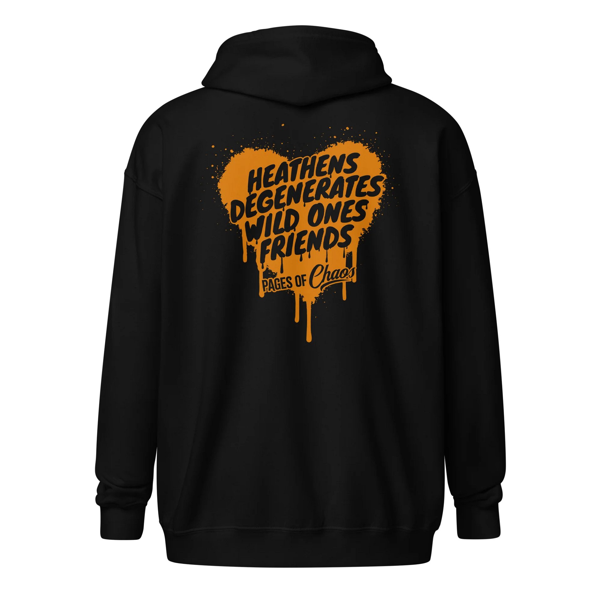 Heathens, Degenerates, Wild Ones, and Friends Zip Hoodie - Orange product image (2)
