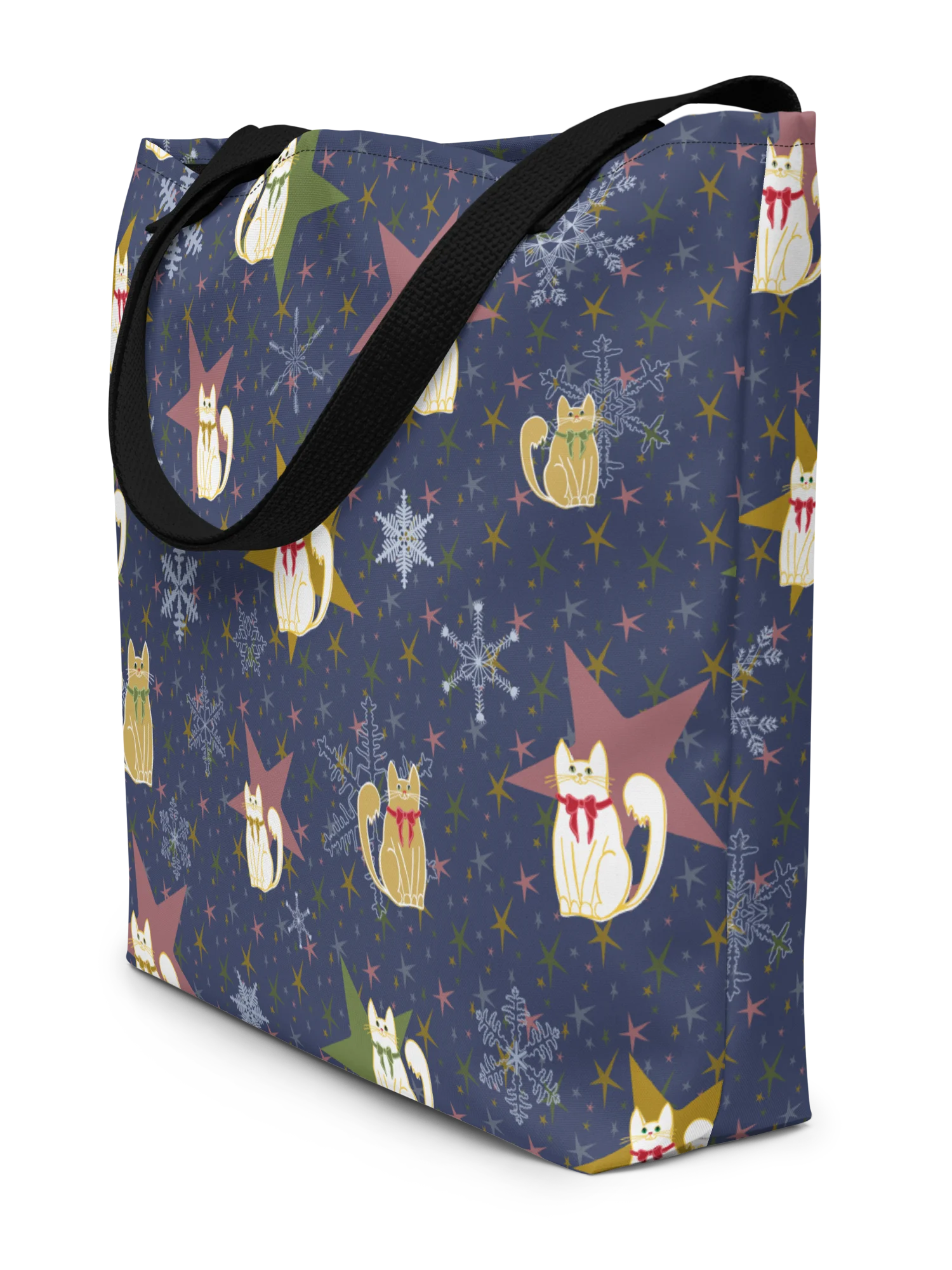 Christmas Star Kitties Large Tote Bag product image (2)