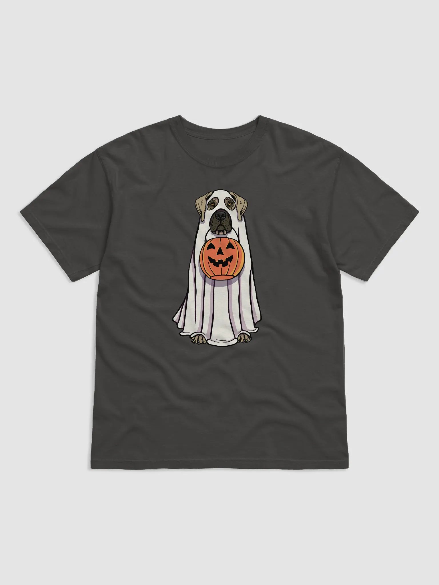 Funny Halloween Great Dane T-Shirt | Funny Great Dane Wearing a Ghost Costume and Holding a Pumpkin Basket product image (1)