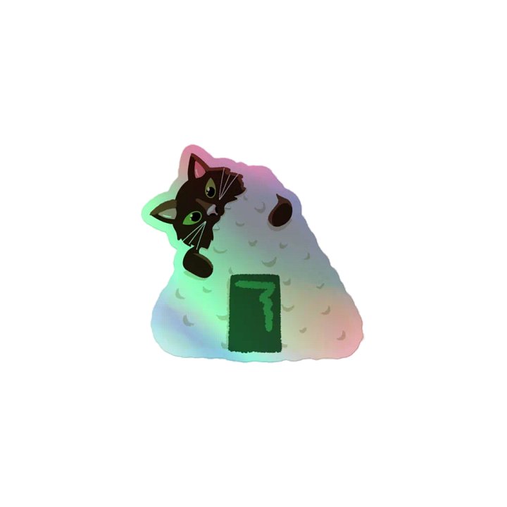 Om-Nomigiri Cat Holographic Sticker product image (1)