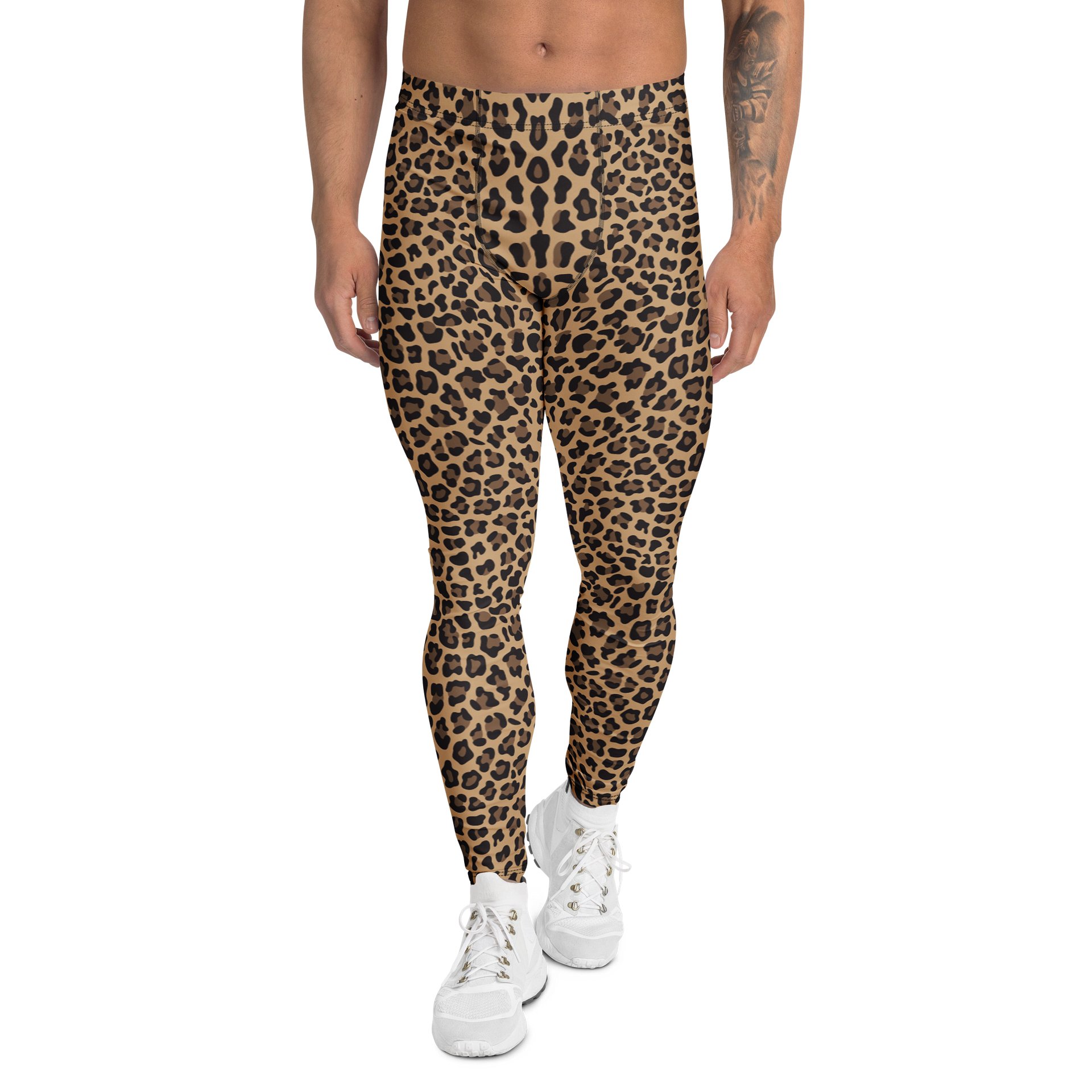 Comfortable Men's Leggings with Bold Brown Leopard Print product image (1)