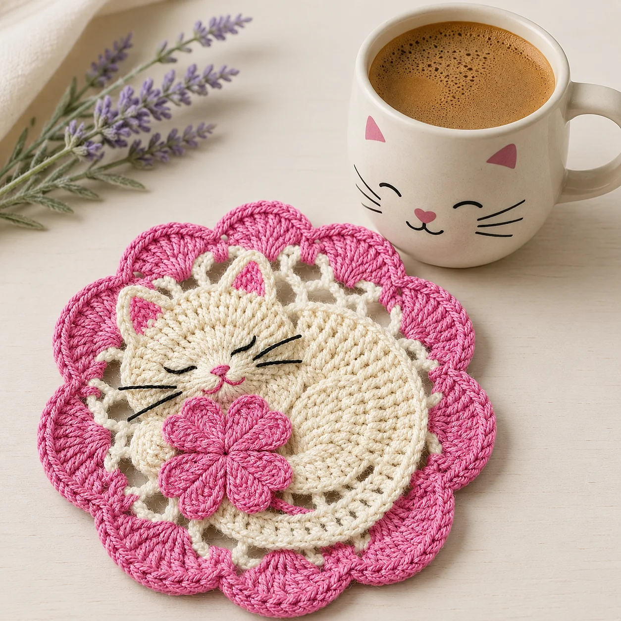Sleeping Cat Crochet Coaster Pattern product image (3)