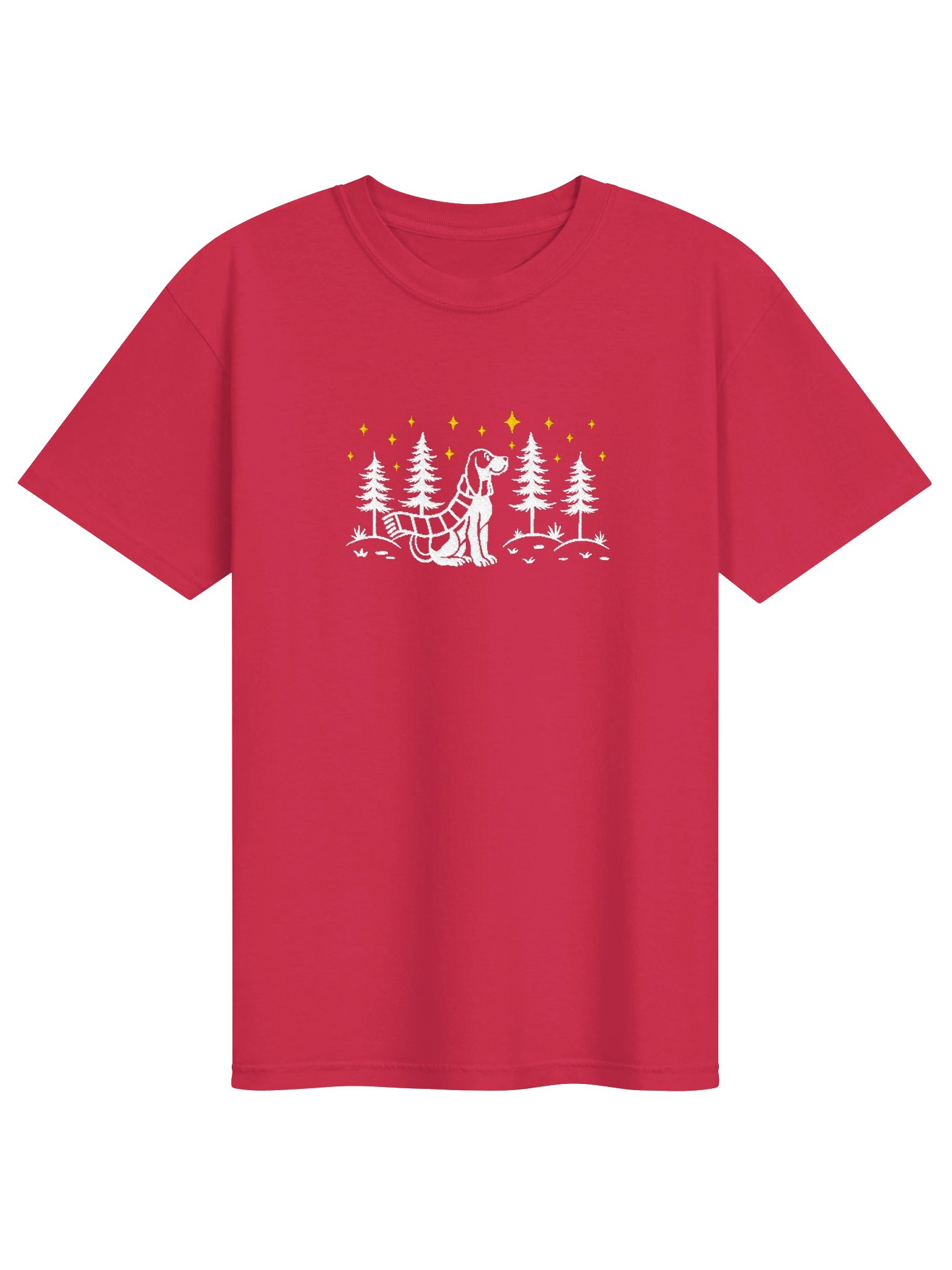 American English Coonhound Winter/Christmas Line Art Design Embroidered T-Shirt product image (37)
