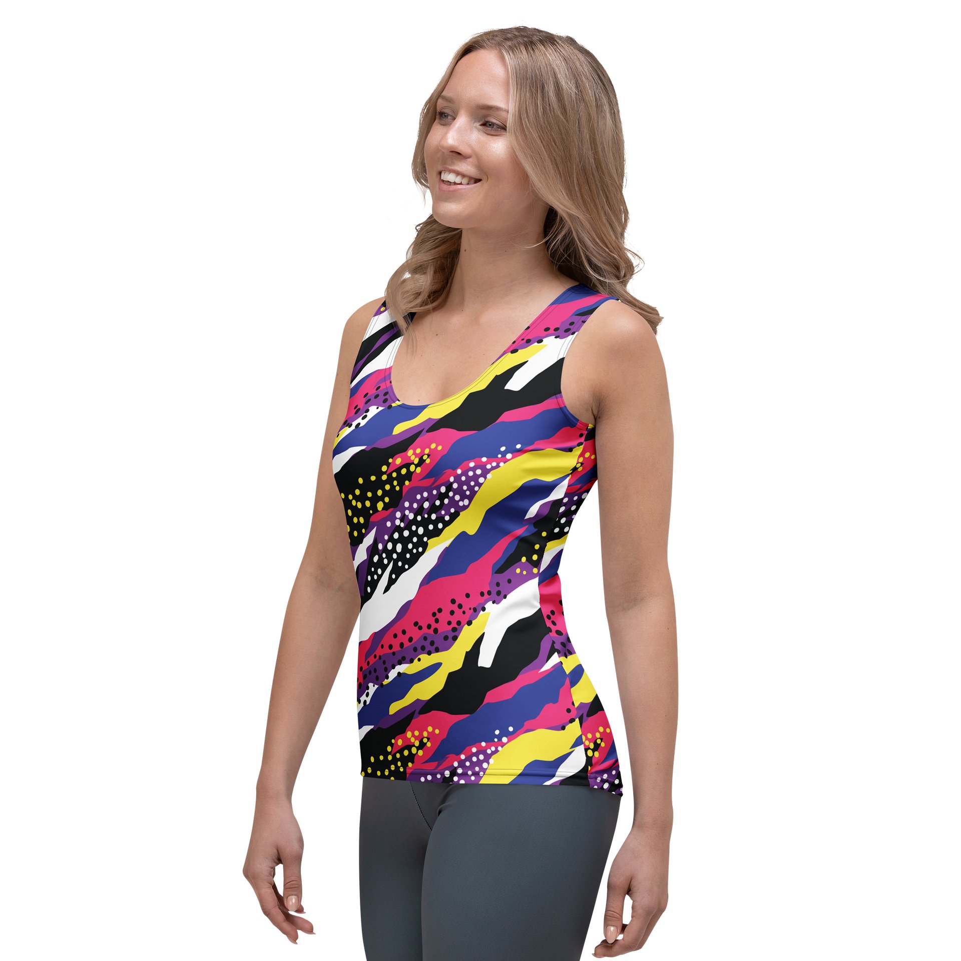 Retro 90s Cyber-Pop Waves | Vibrant All-Over Print Tank Top product image (3)