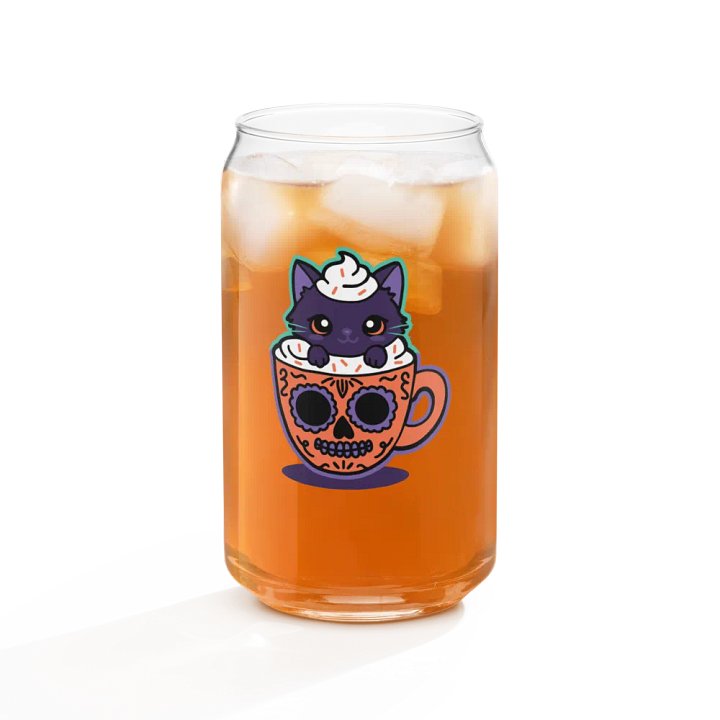 Sugar Skull Kitten Mug 16oz Can-Shaped Drinking Glass product image (2)