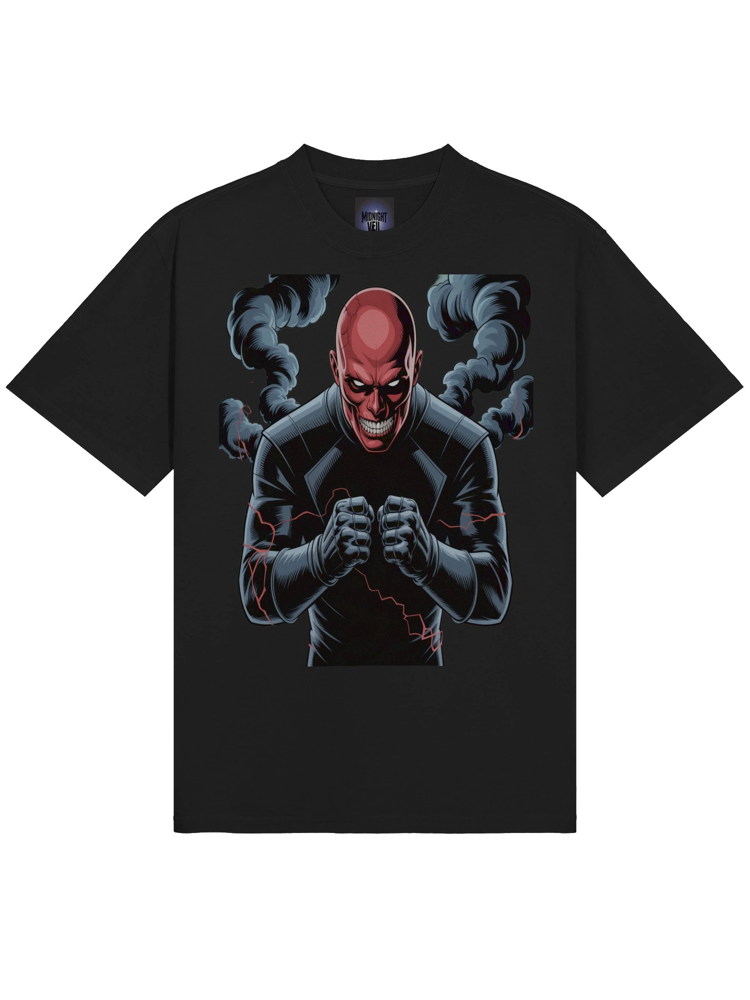 Ethereal Fury: Red Skull Oversized Faded T-Shirt product image (5)