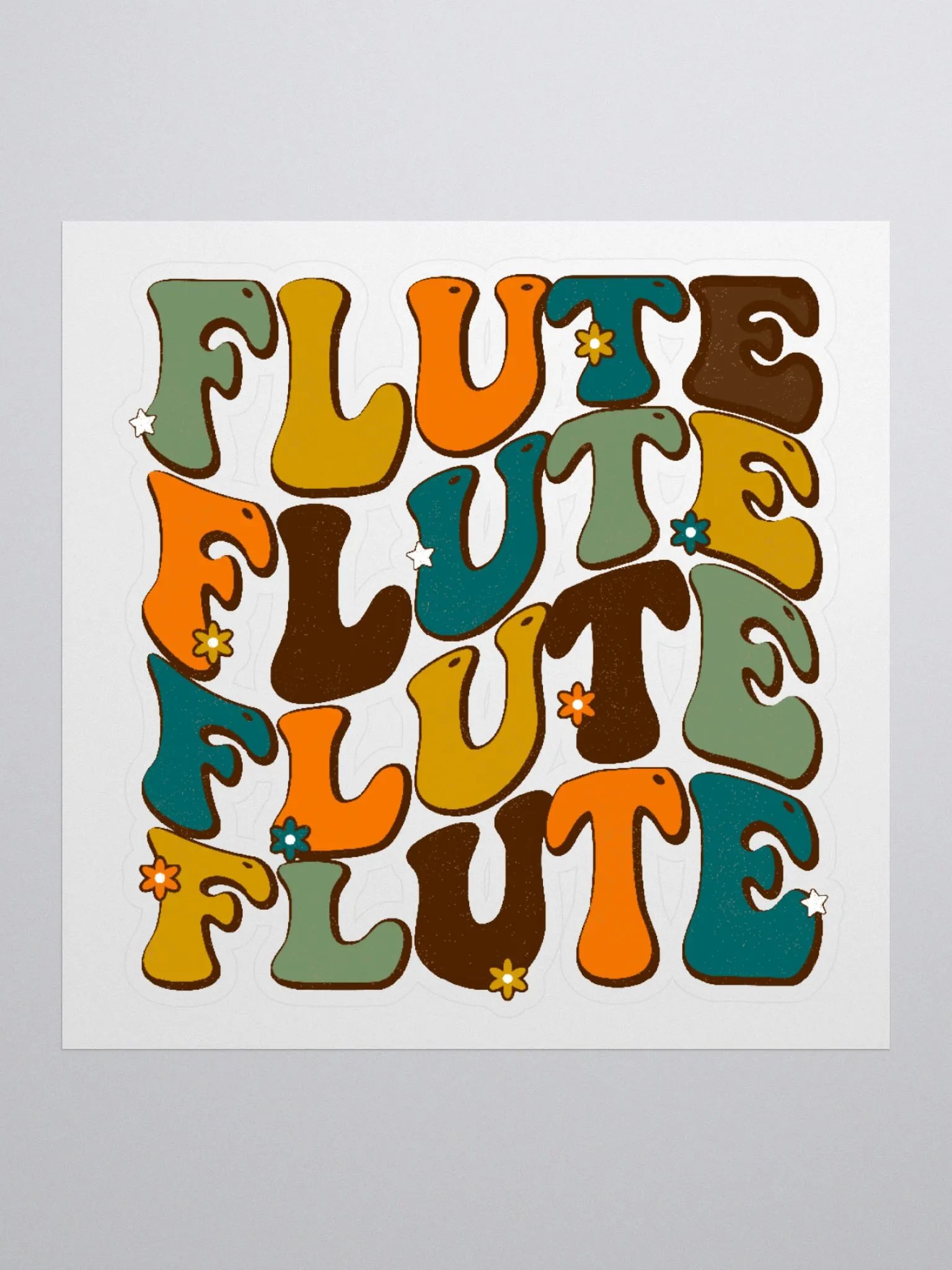 Groovy Wavy Flute Sticker Retro w/ White Background 3x3 product image (1)