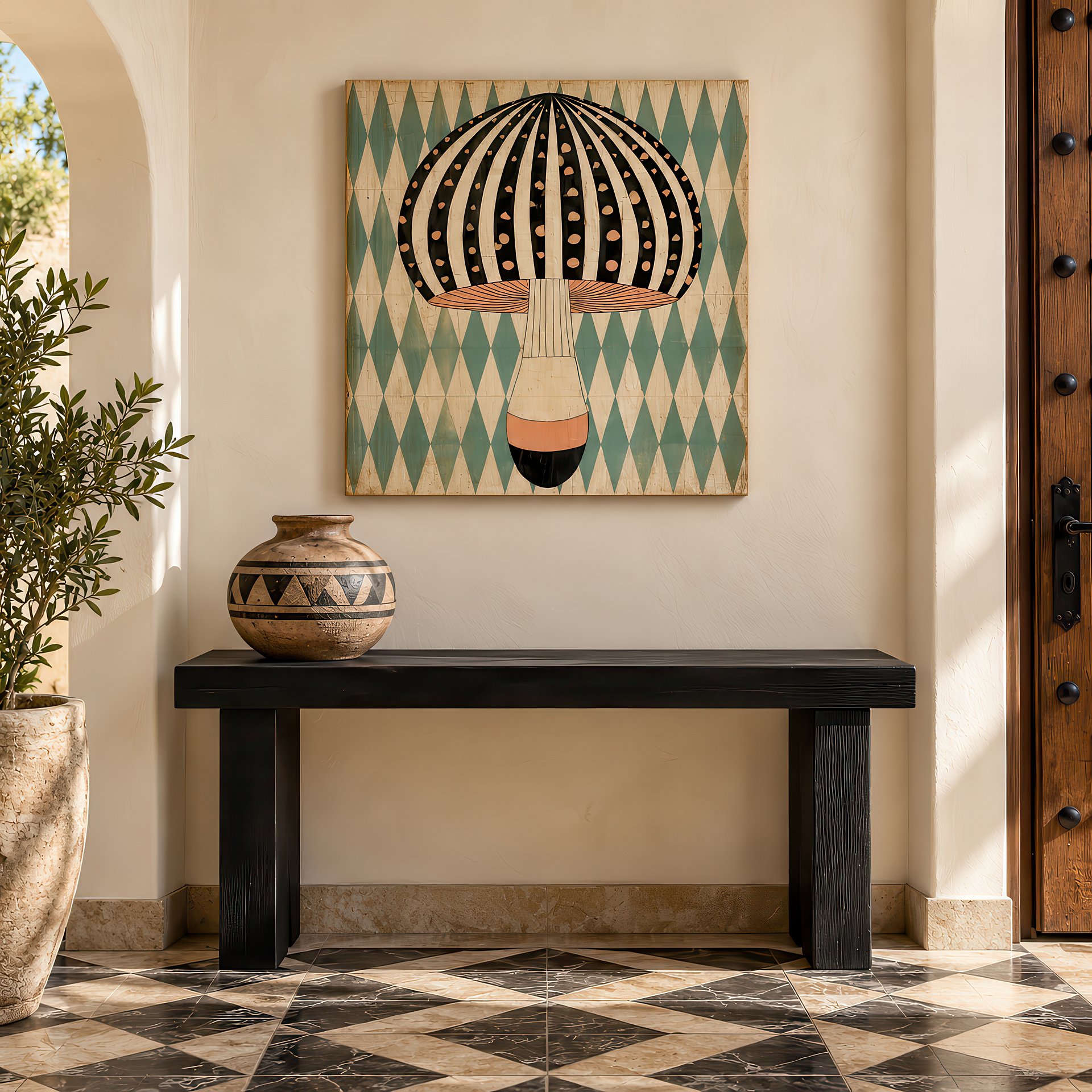 Magic Cap | Birch Wood Folk Art | Wall Decor | Mushroom | 24x24″ (60x60 cm) product image (2)