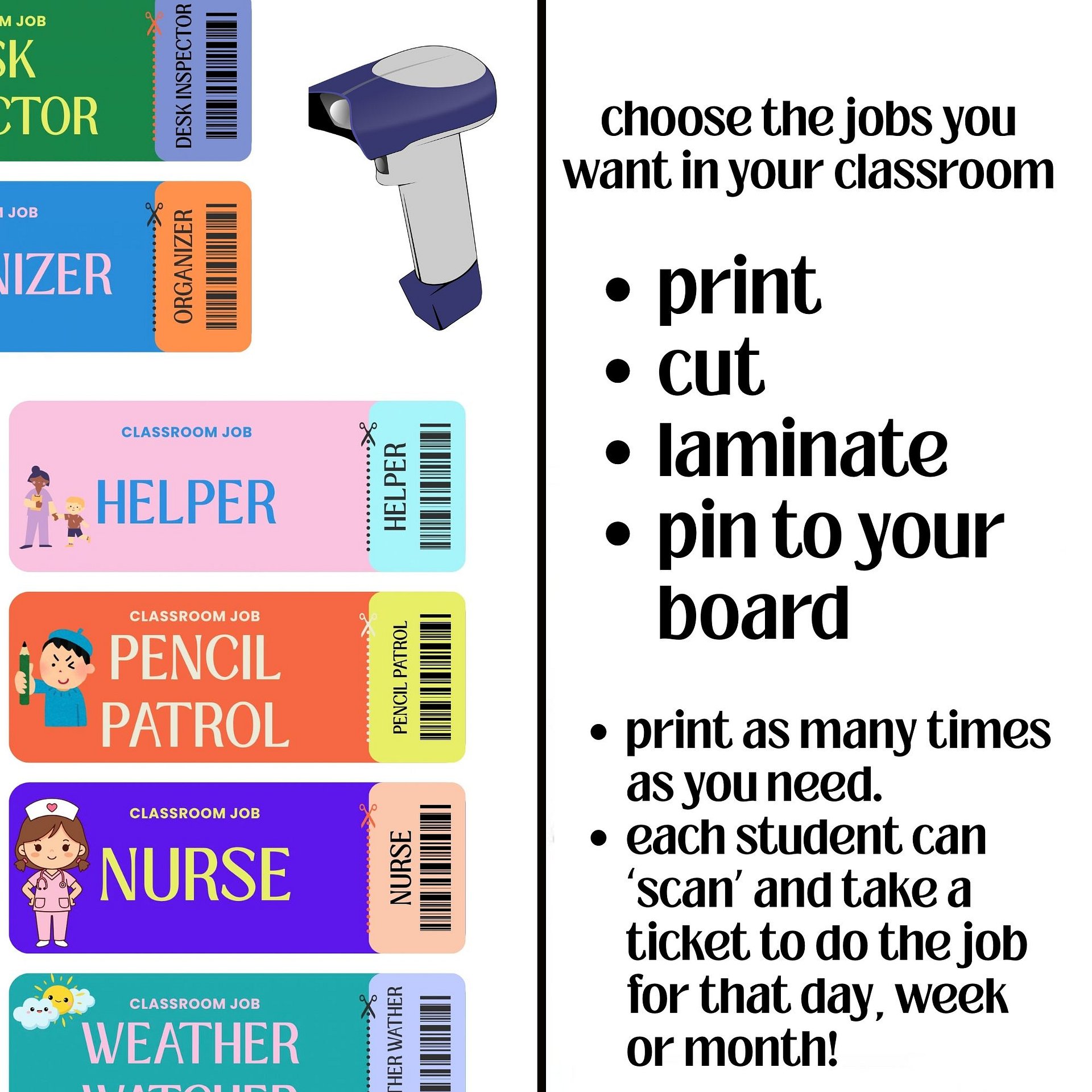 Classroom Jobs Printable Movie Ticket Bulletin Board Decor Student Helpers PDF product image (2)