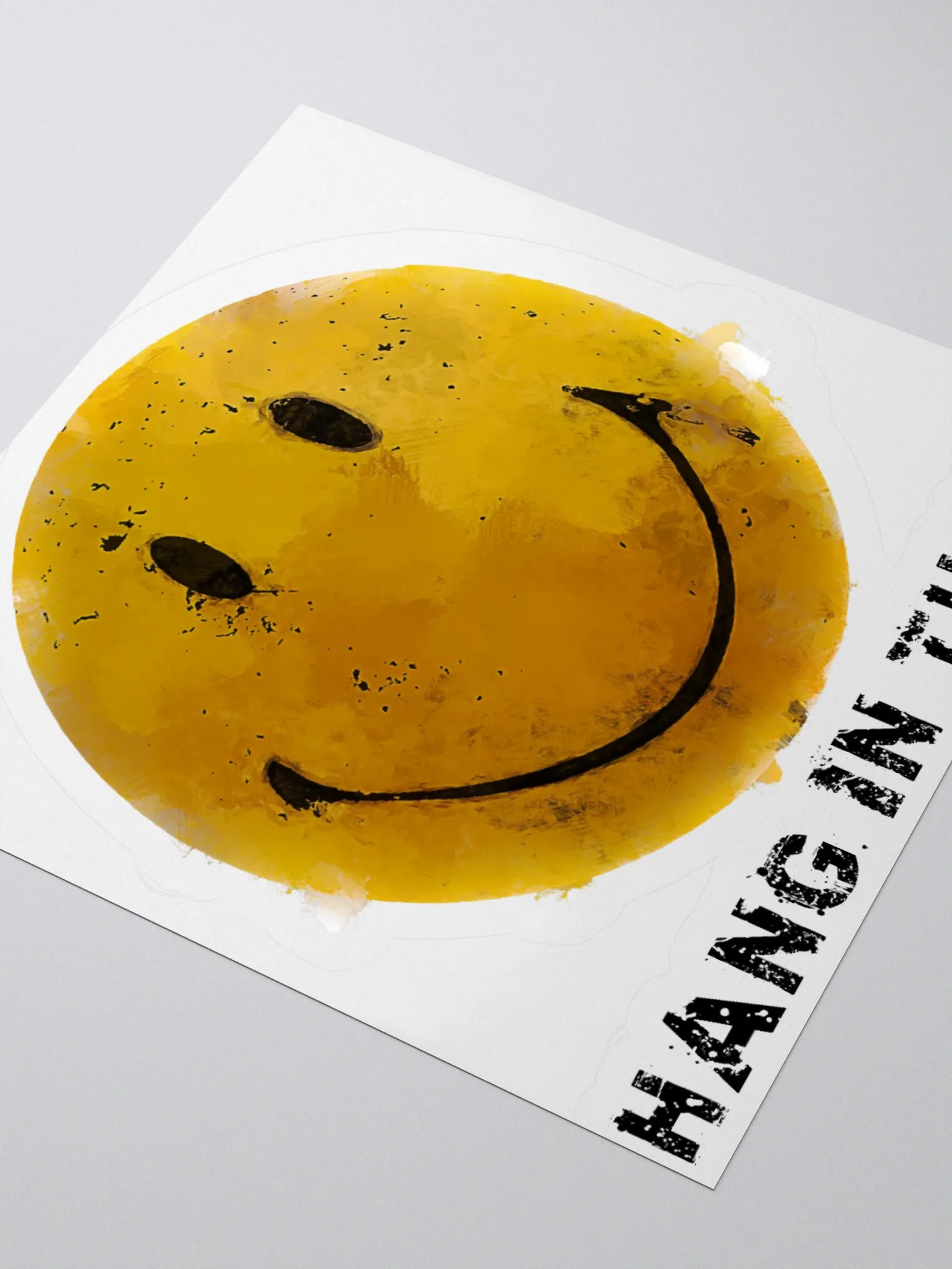 Hang In There Grungy Smiley Kiss Cut Stickers product image (12)