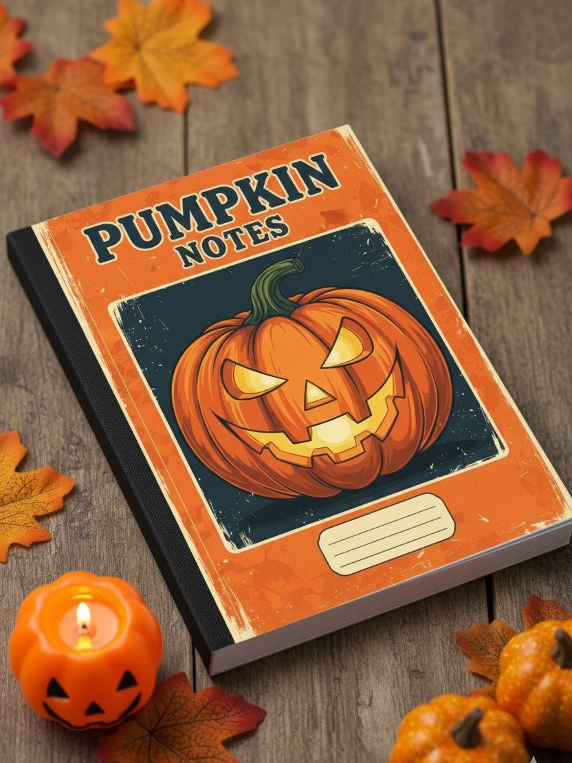 Rustic Pumpkin Notebook Cover, Vintage Fall Journal Design, Digital Download, Halloween Pumpkin PNG & JPG, DIY Planner Cover, Autumn Stationery Art product image (1)