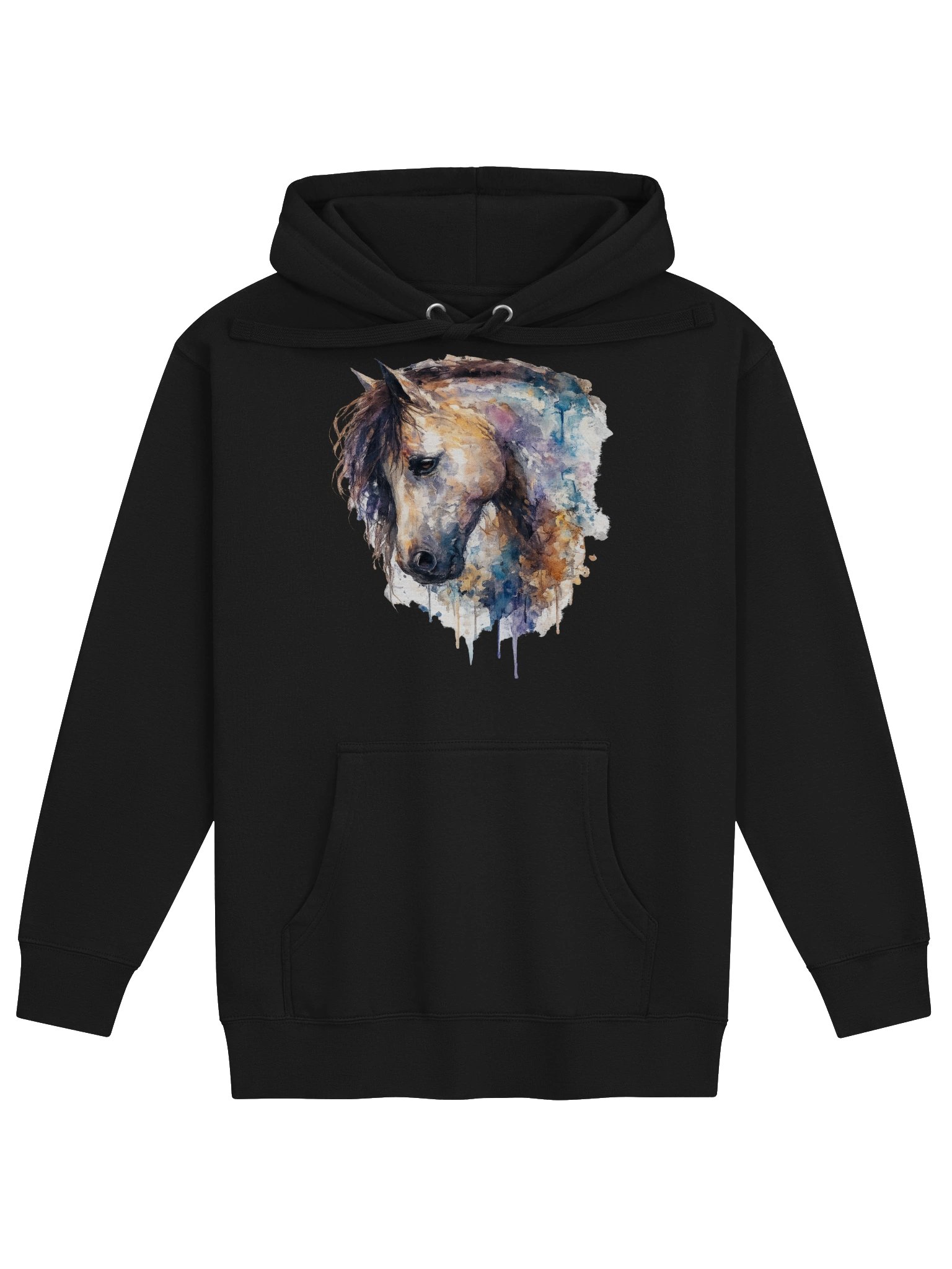 Majestic Watercolor Horse Graphic Hoodie | Vibrant Equestrian Art Sweatshirt product image (1)
