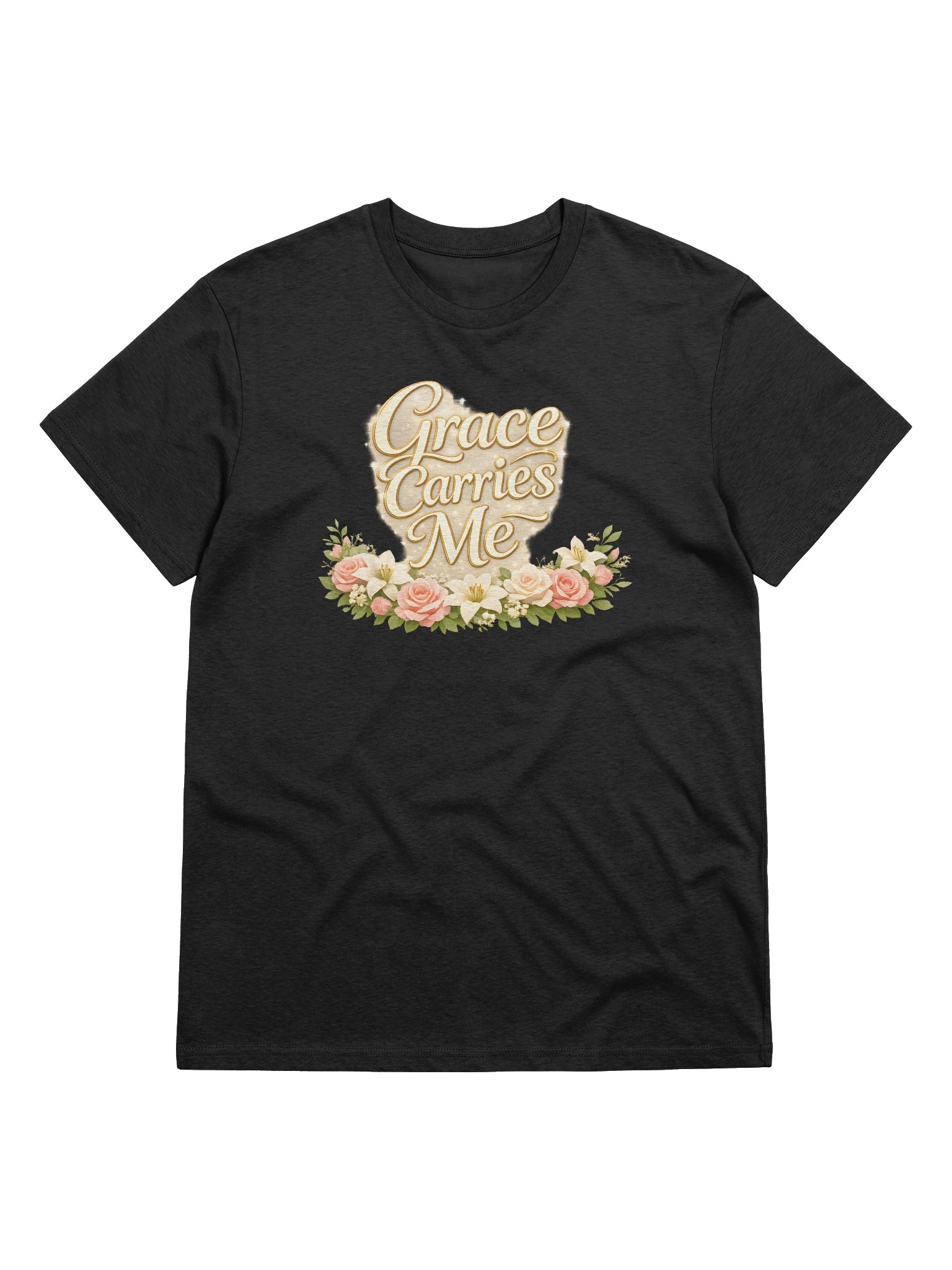 Grace Carries Me — Gold Script Floral Tee product image (3)